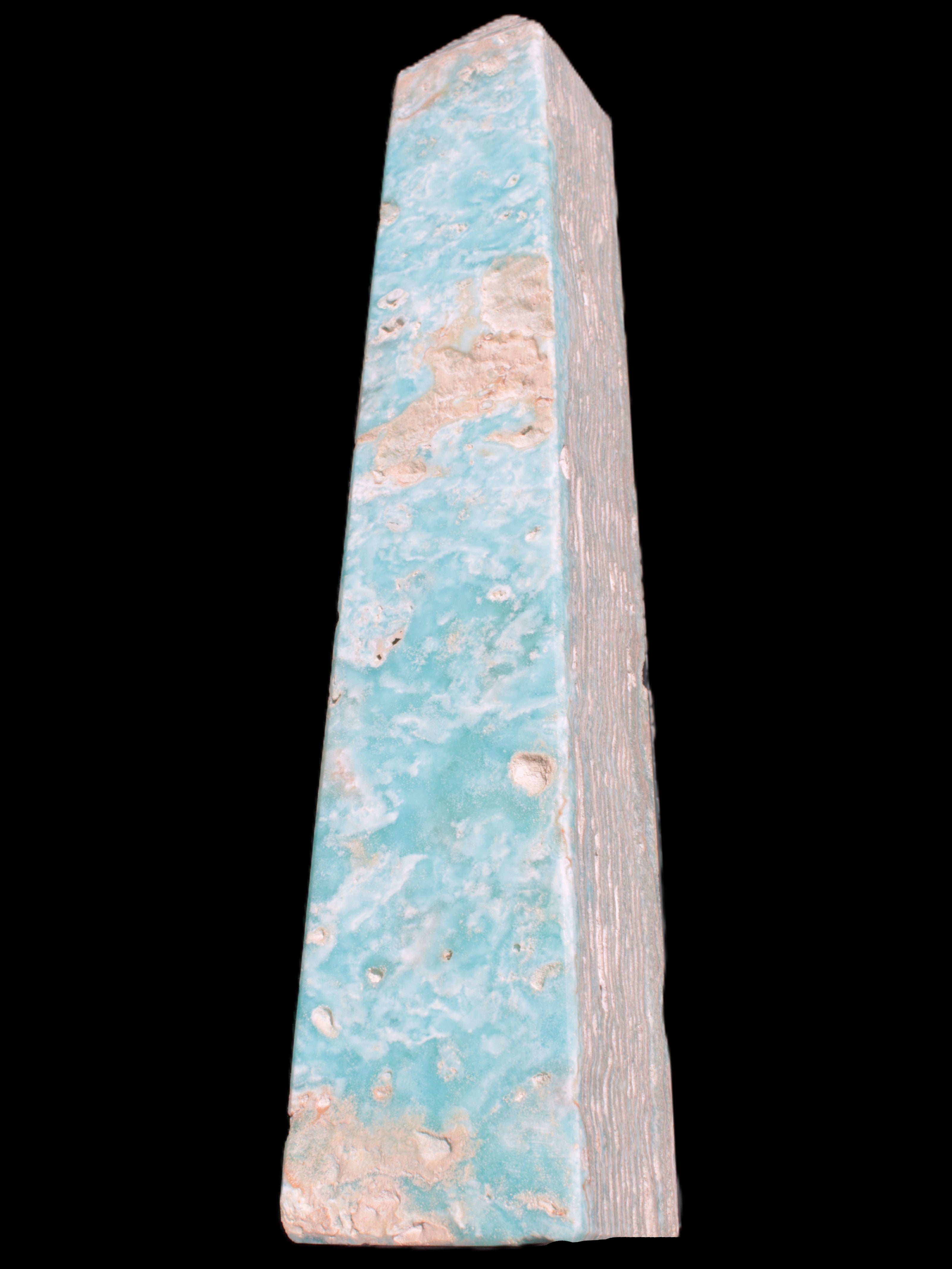 Caribbean Calcite obelisk 348*55*75mm 2574g in bright sunlight - Rocks and Things Store