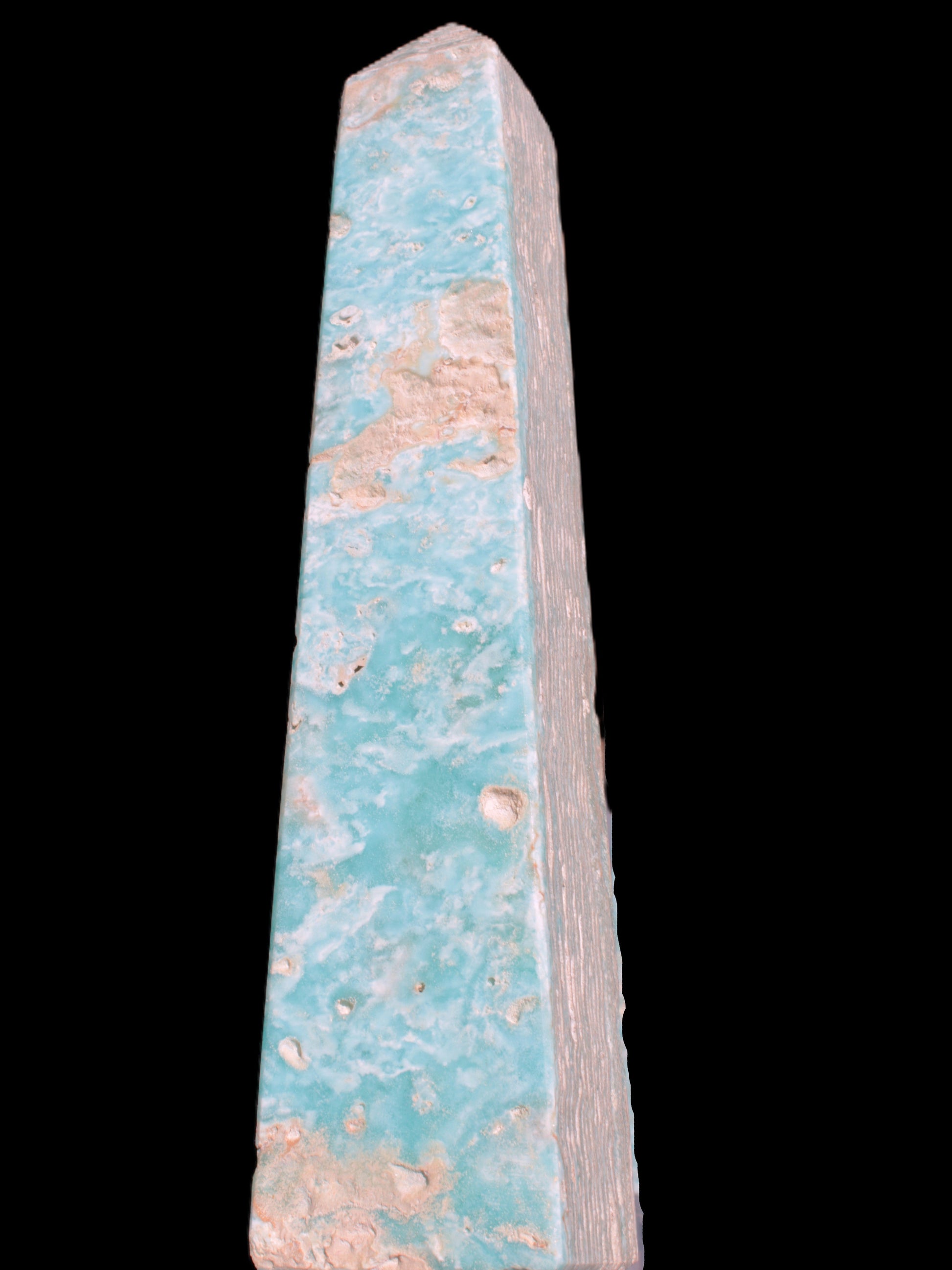 Caribbean Calcite obelisk 348*55*75mm 2574g in bright sunlight - Rocks and Things Store
