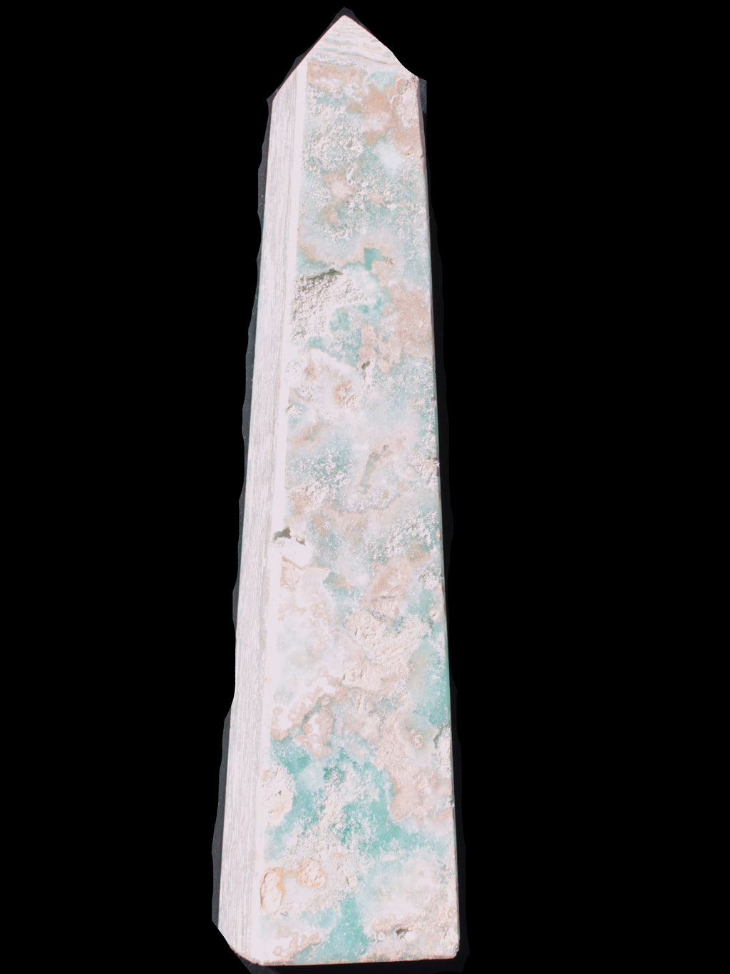 Caribbean Calcite obelisk 348*55*75mm 2574g in bright sunlight - Rocks and Things Store