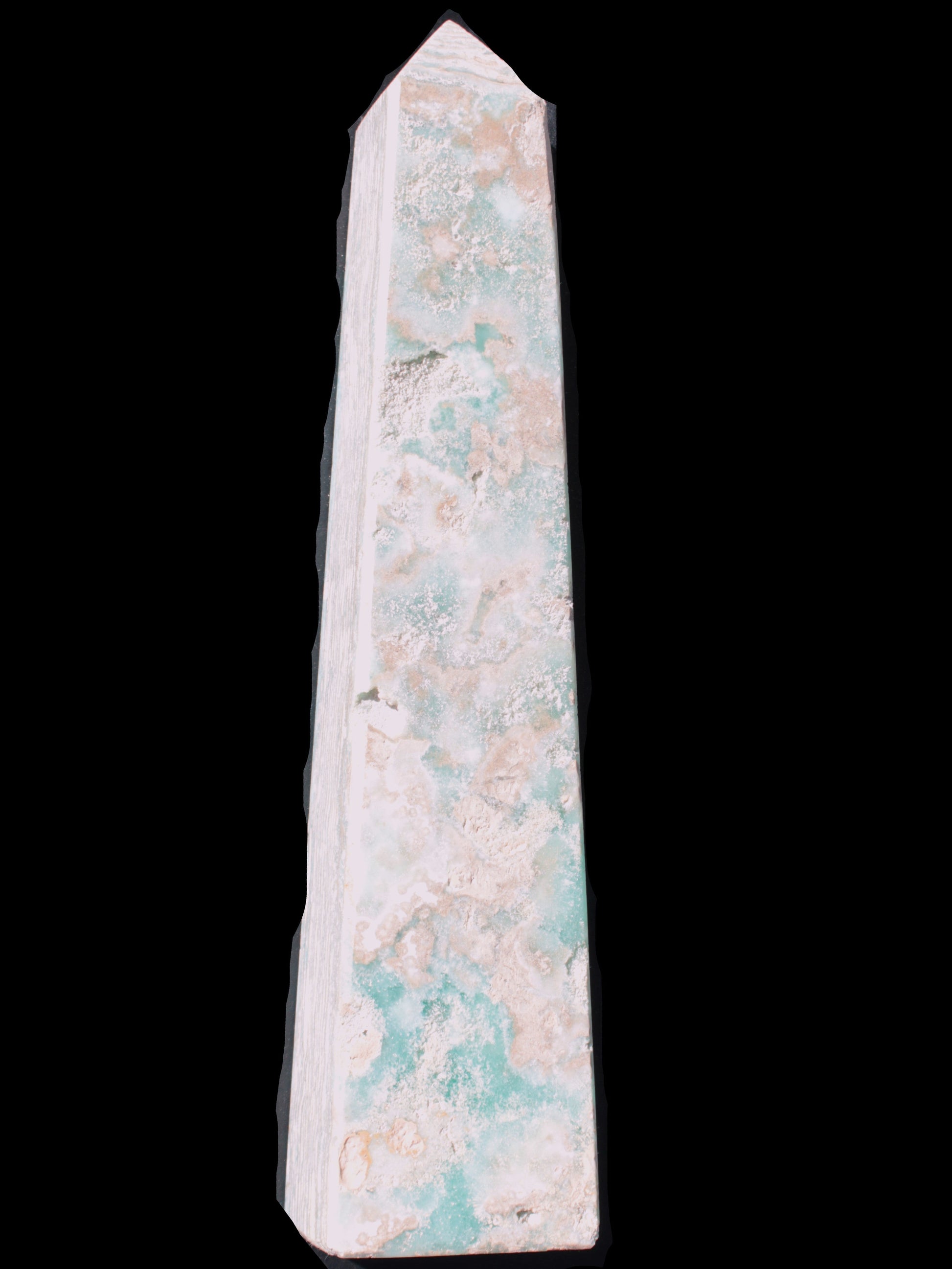 Caribbean Calcite obelisk 348*55*75mm 2574g in bright sunlight - Rocks and Things Store
