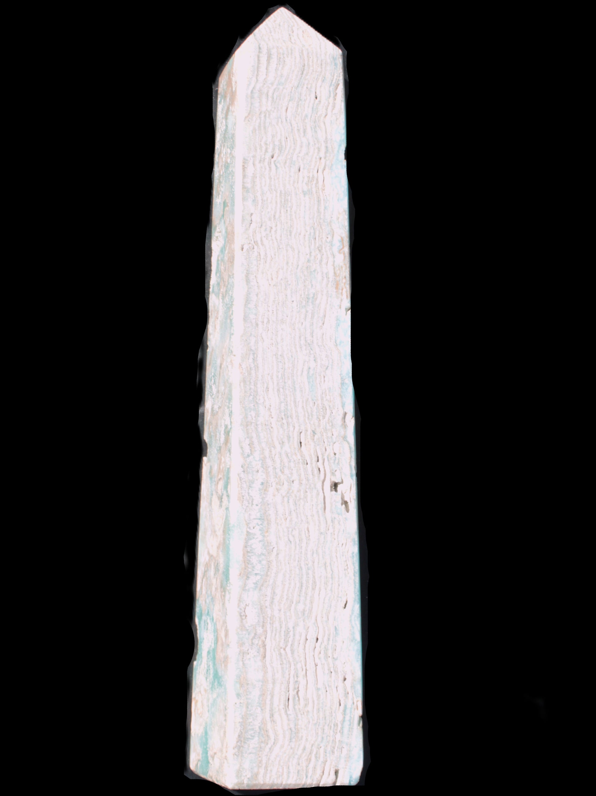 Caribbean Calcite obelisk 348*55*75mm 2574g in bright sunlight - Rocks and Things Store