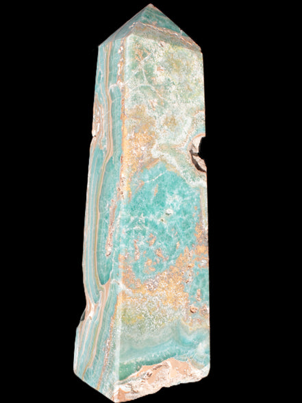 Caribbean Calcite obelisk 228*55*67mm 1554g in bright sunlight - Rocks and Things Store