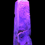 Caribbean Calcite obelisk 228*55*67mm 1554g in UV light - Rocks and Things Store