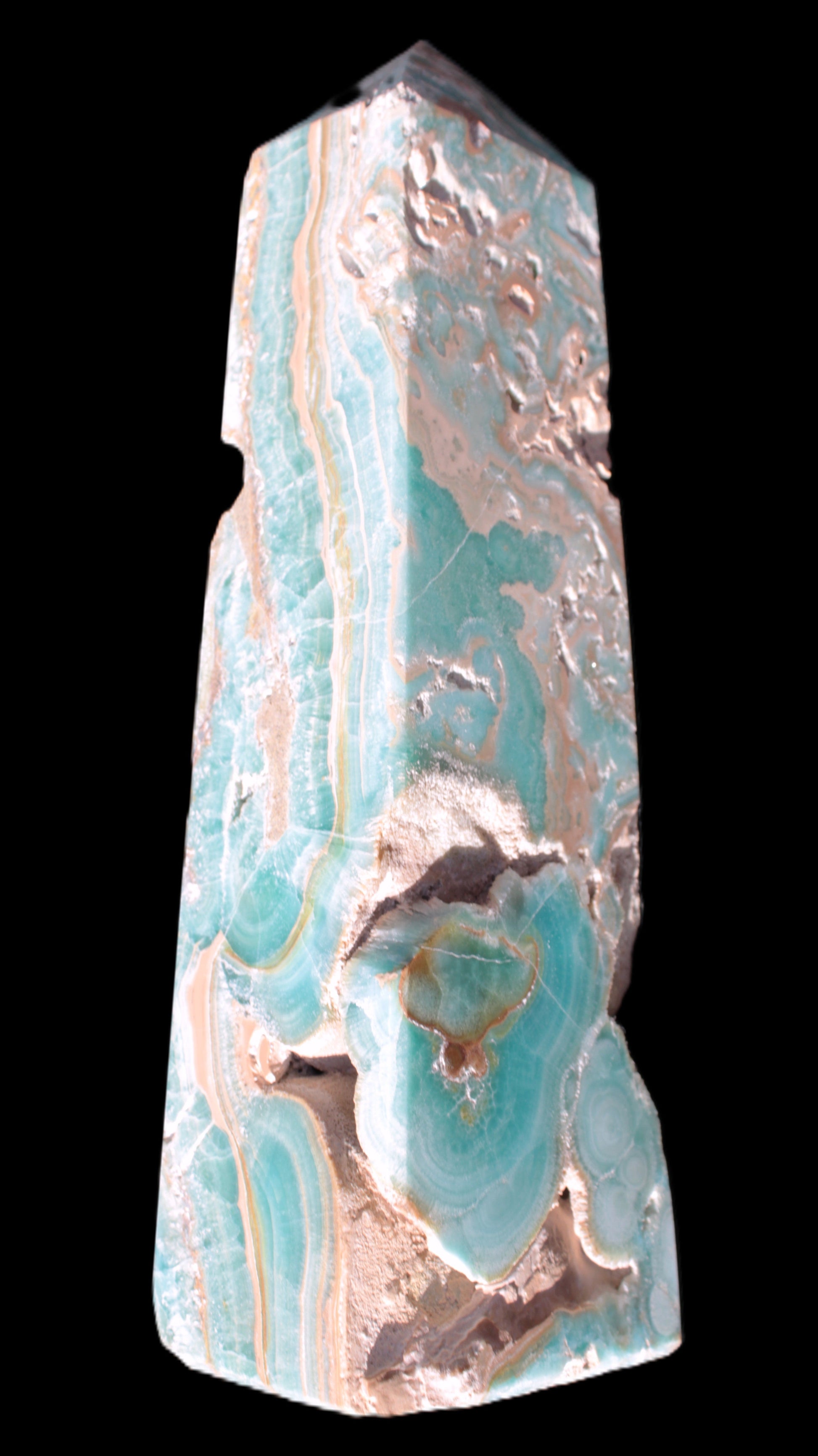 Caribbean Calcite obelisk 228*55*67mm 1554g Rocks and Things Store