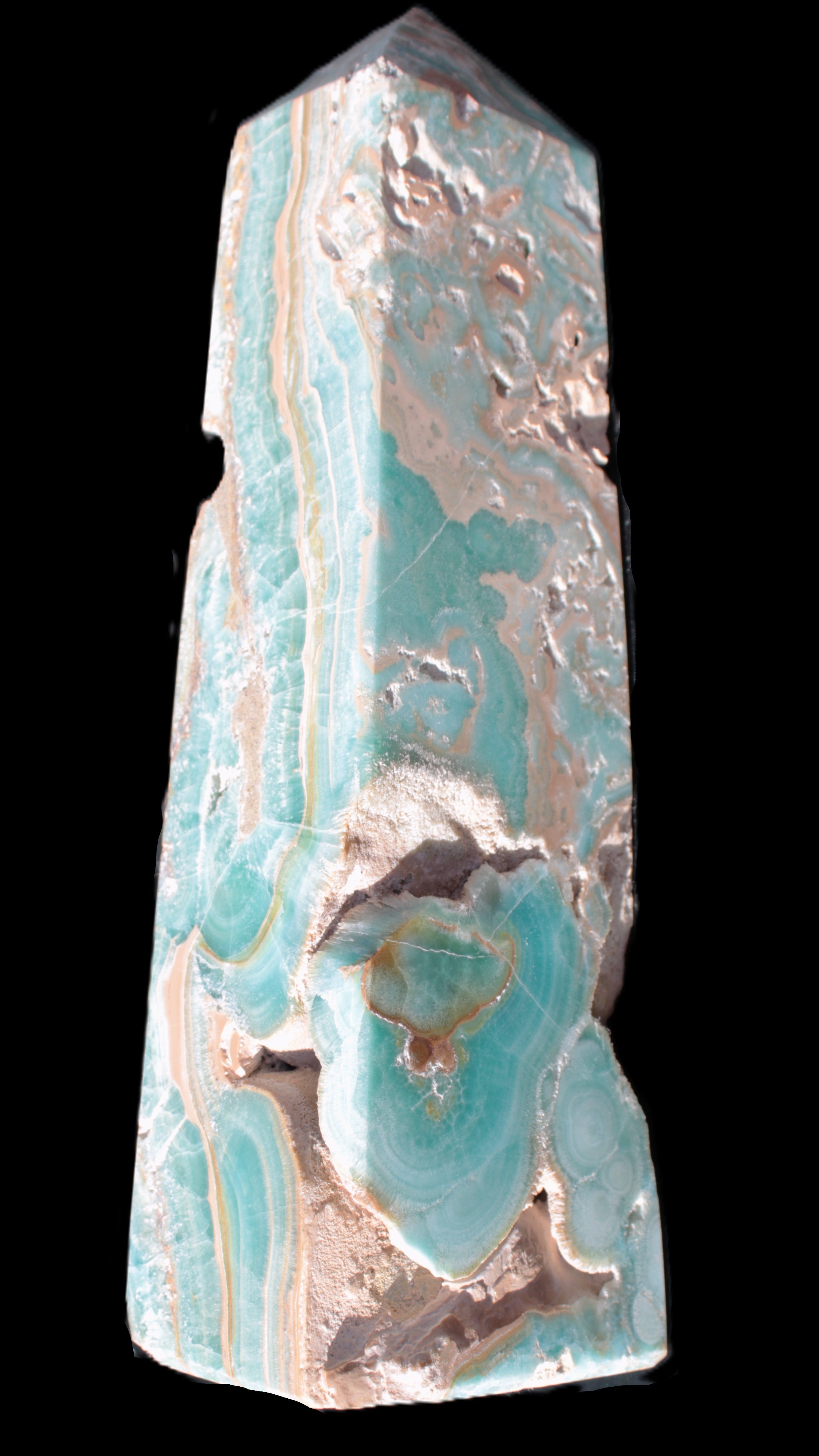 Caribbean Calcite obelisk 228*55*67mm 1554g Rocks and Things Store