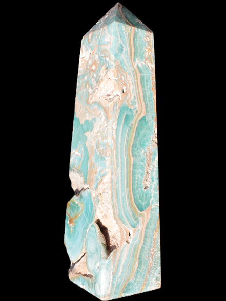 Caribbean Calcite obelisk 228*55*67mm 1554g in bright sunlight - Rocks and Things Store