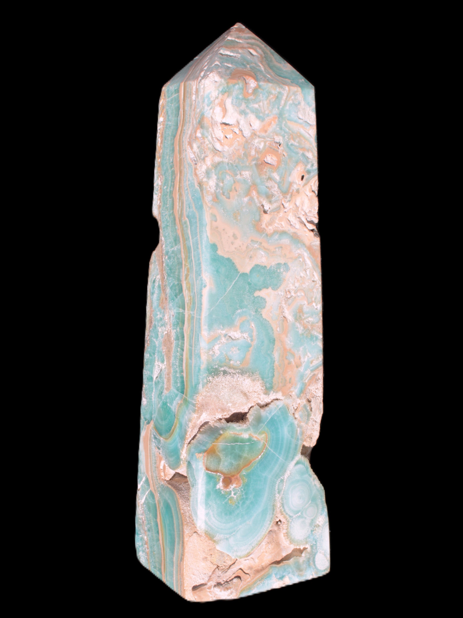 Caribbean Calcite obelisk 228*55*67mm 1554g Rocks and Things Store