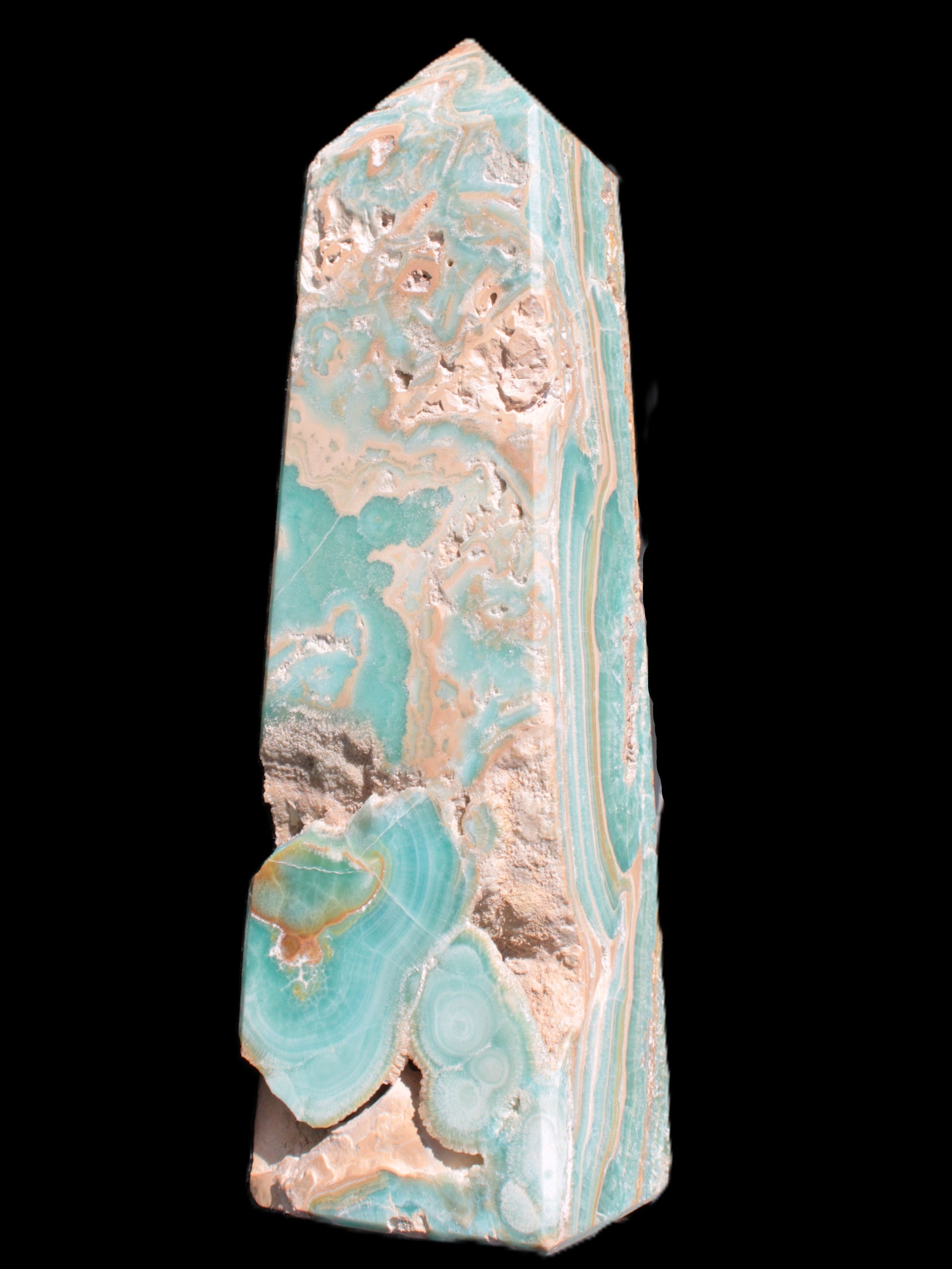 Caribbean Calcite obelisk 228*55*67mm 1554g Rocks and Things Store