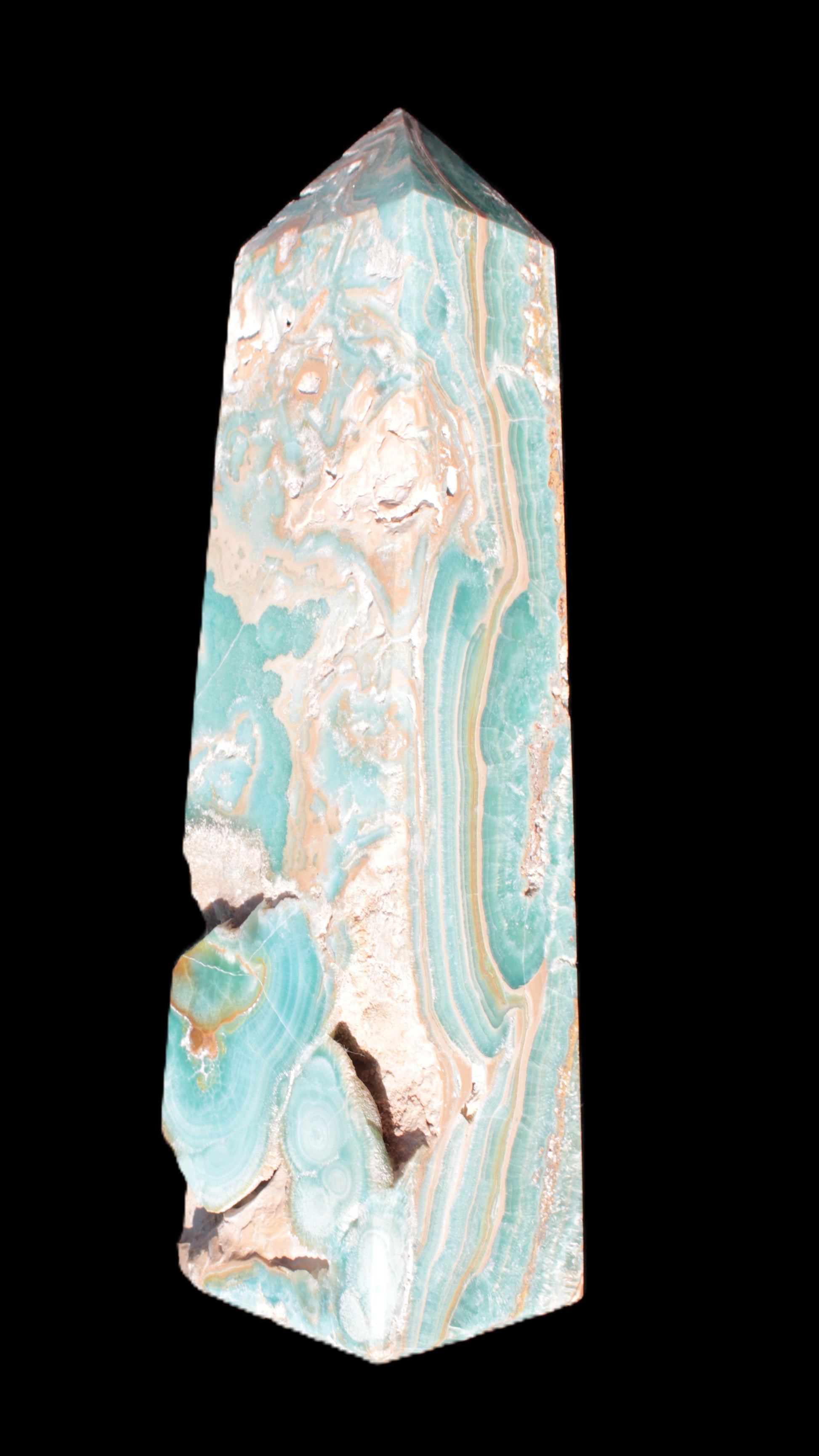 Caribbean Calcite obelisk 228*55*67mm 1554g Rocks and Things Store