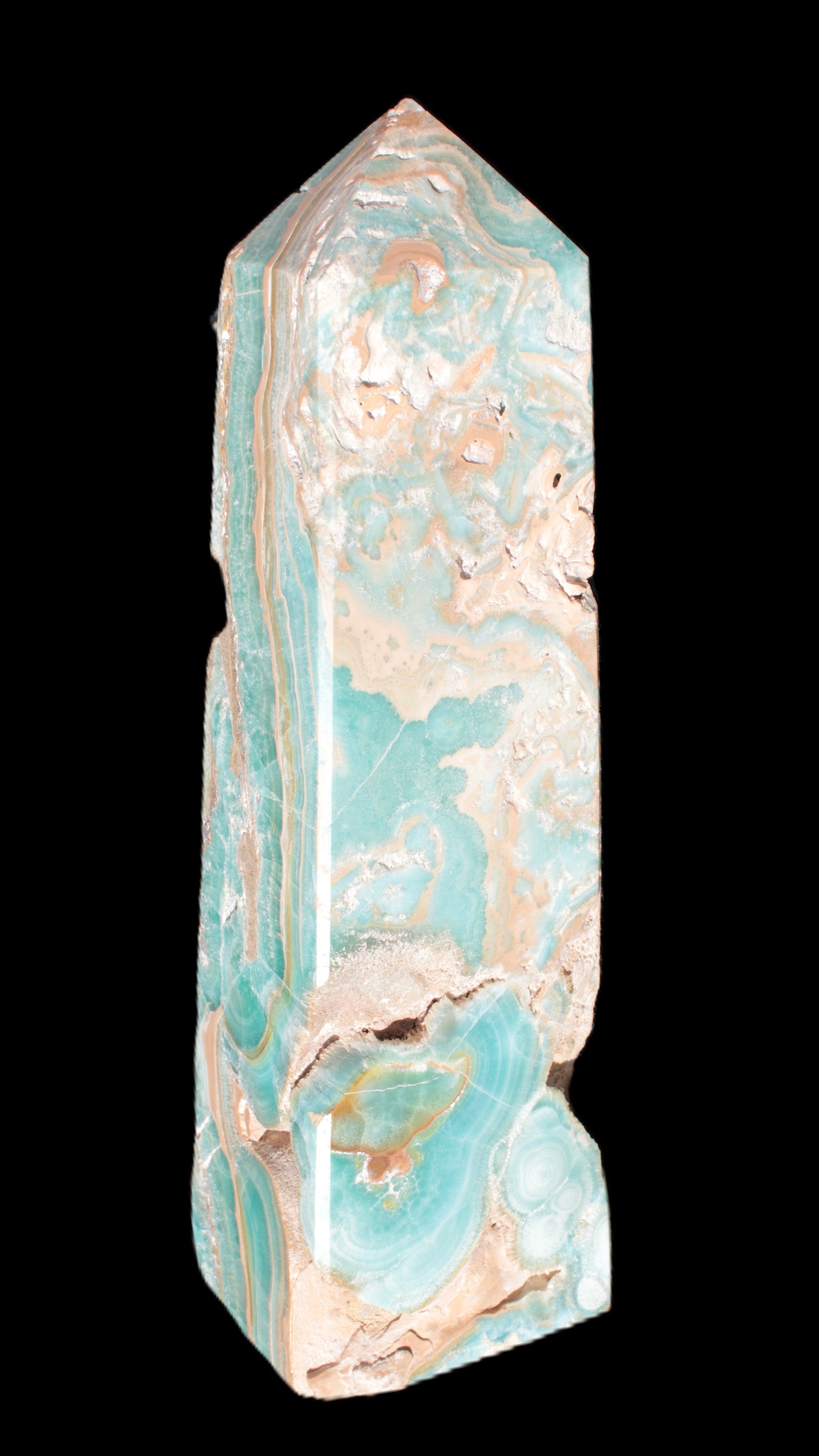 Caribbean Calcite obelisk 228*55*67mm 1554g Rocks and Things Store