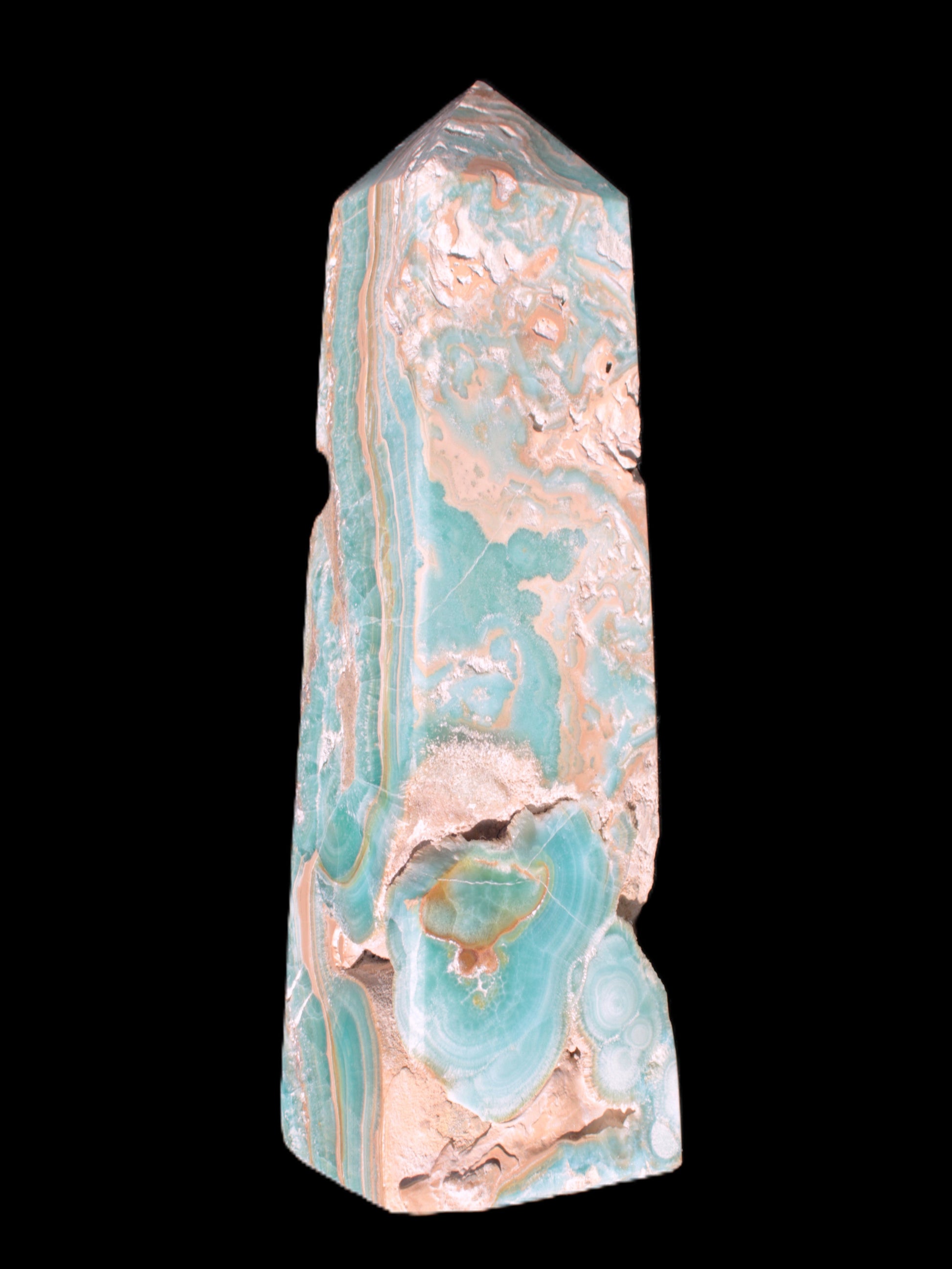 Caribbean Calcite obelisk 228*55*67mm 1554g Rocks and Things Store