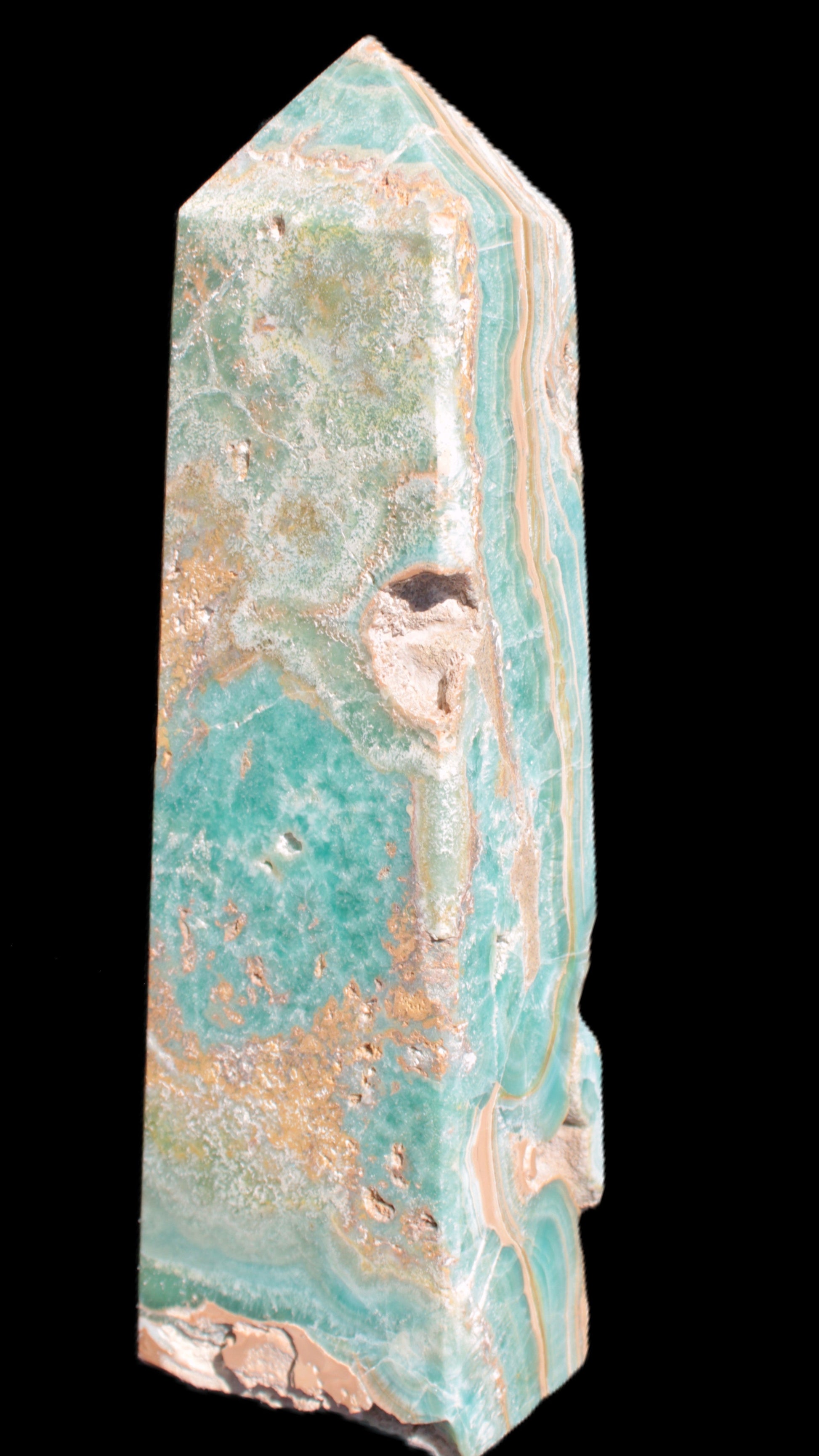 Caribbean Calcite obelisk 228*55*67mm 1554g Rocks and Things Store
