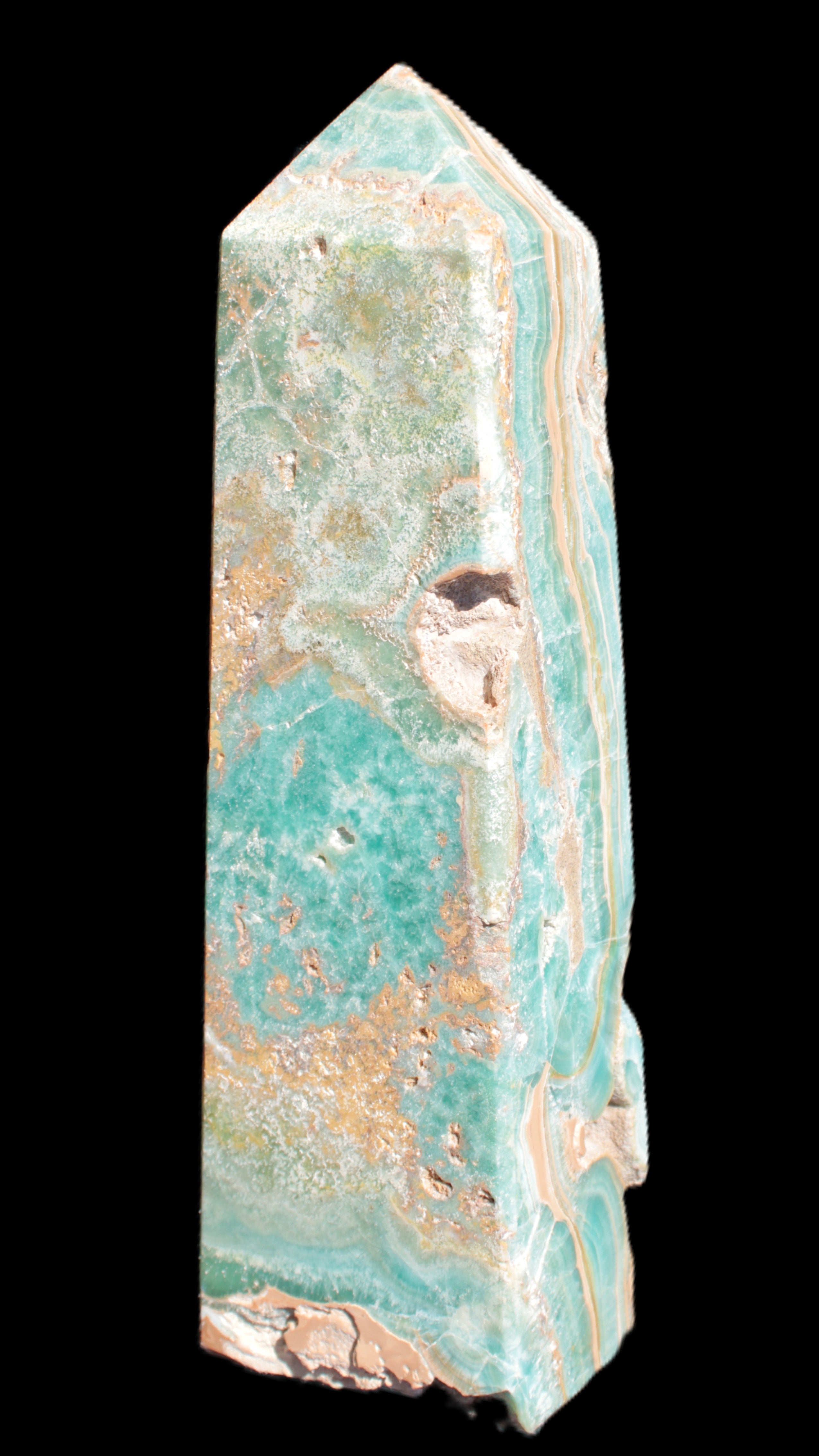 Caribbean Calcite obelisk 228*55*67mm 1554g Rocks and Things Store