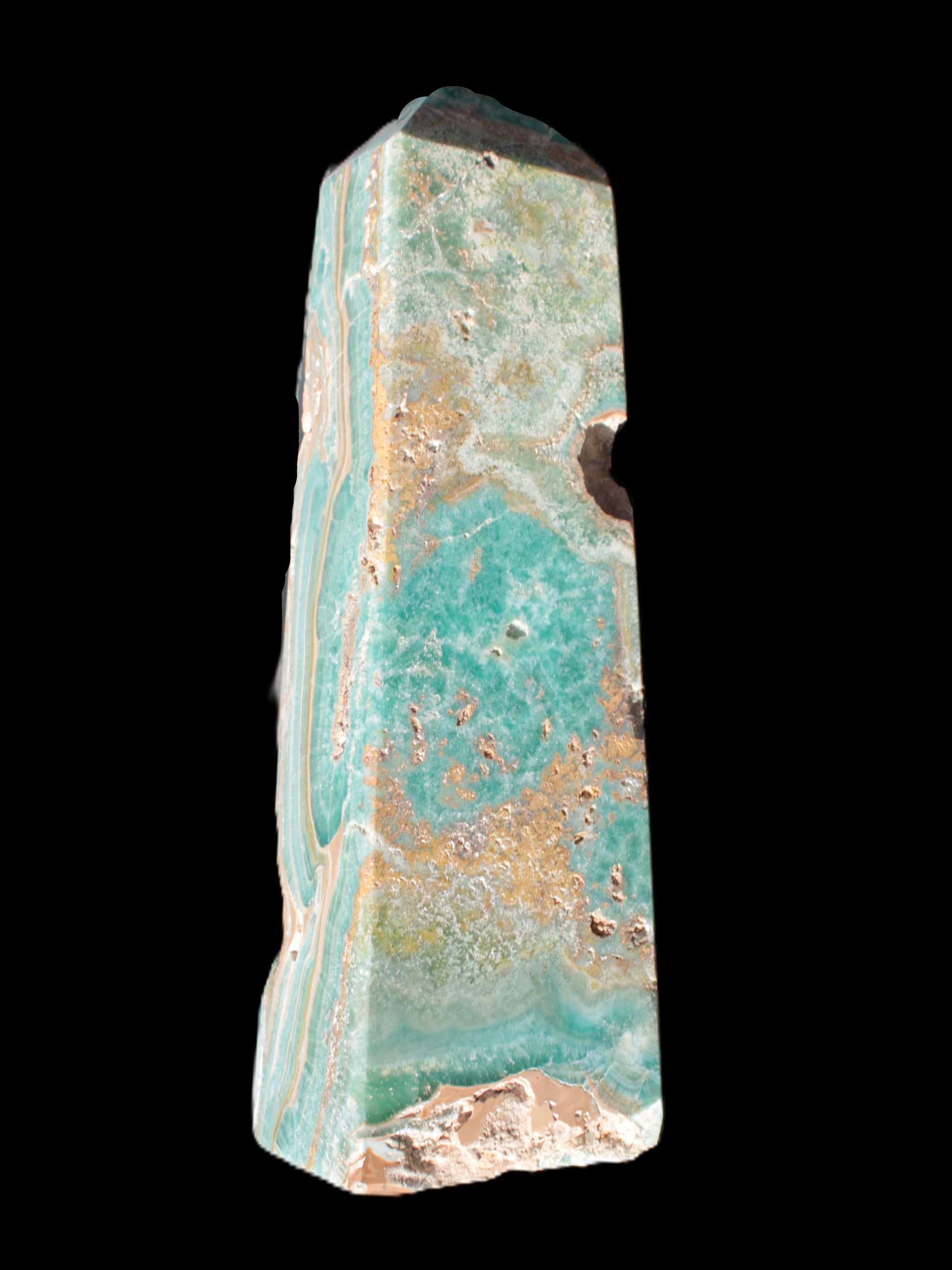Caribbean Calcite obelisk 228*55*67mm 1554g Rocks and Things Store
