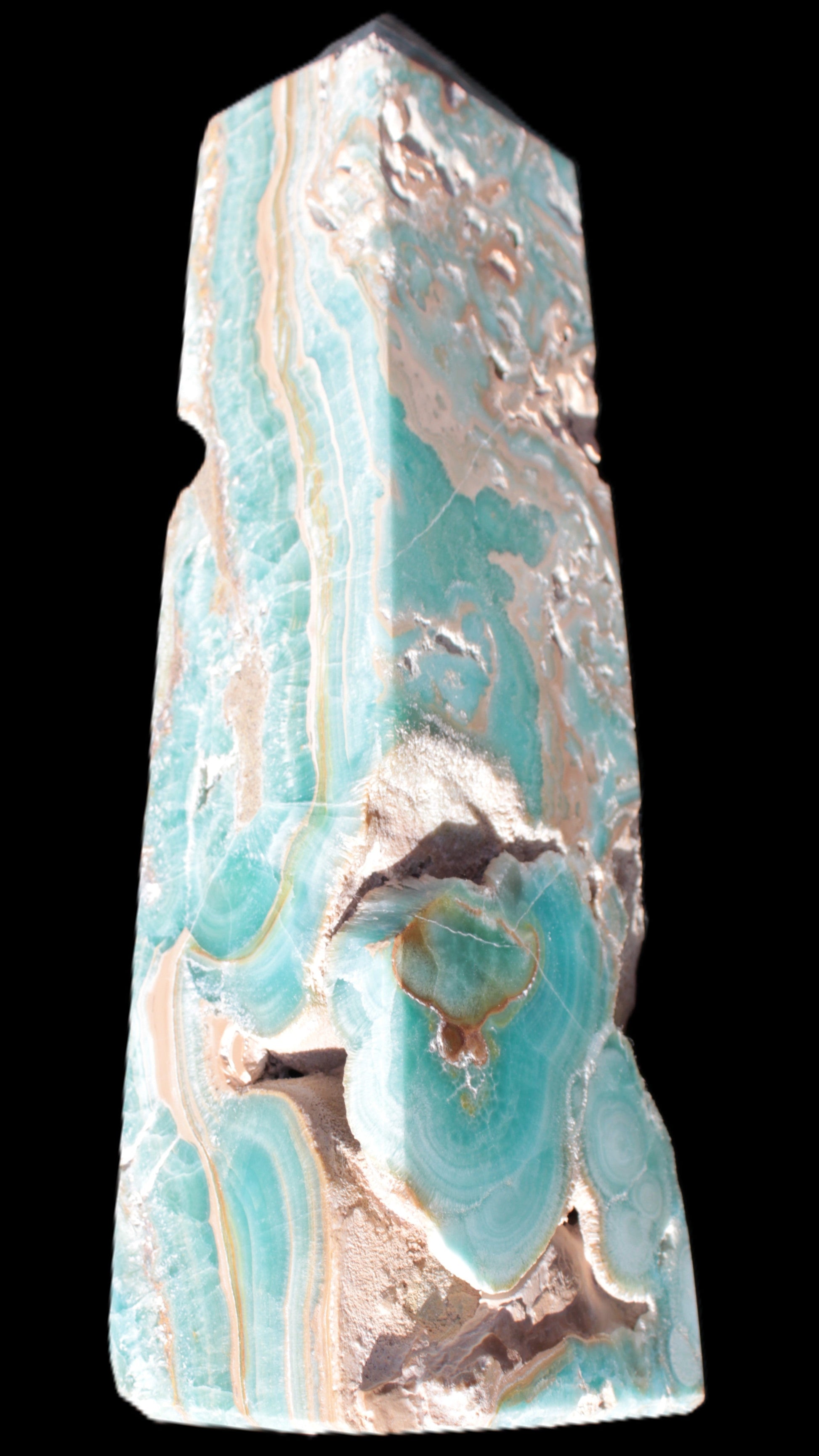Caribbean Calcite obelisk 228*55*67mm 1554g Rocks and Things Store