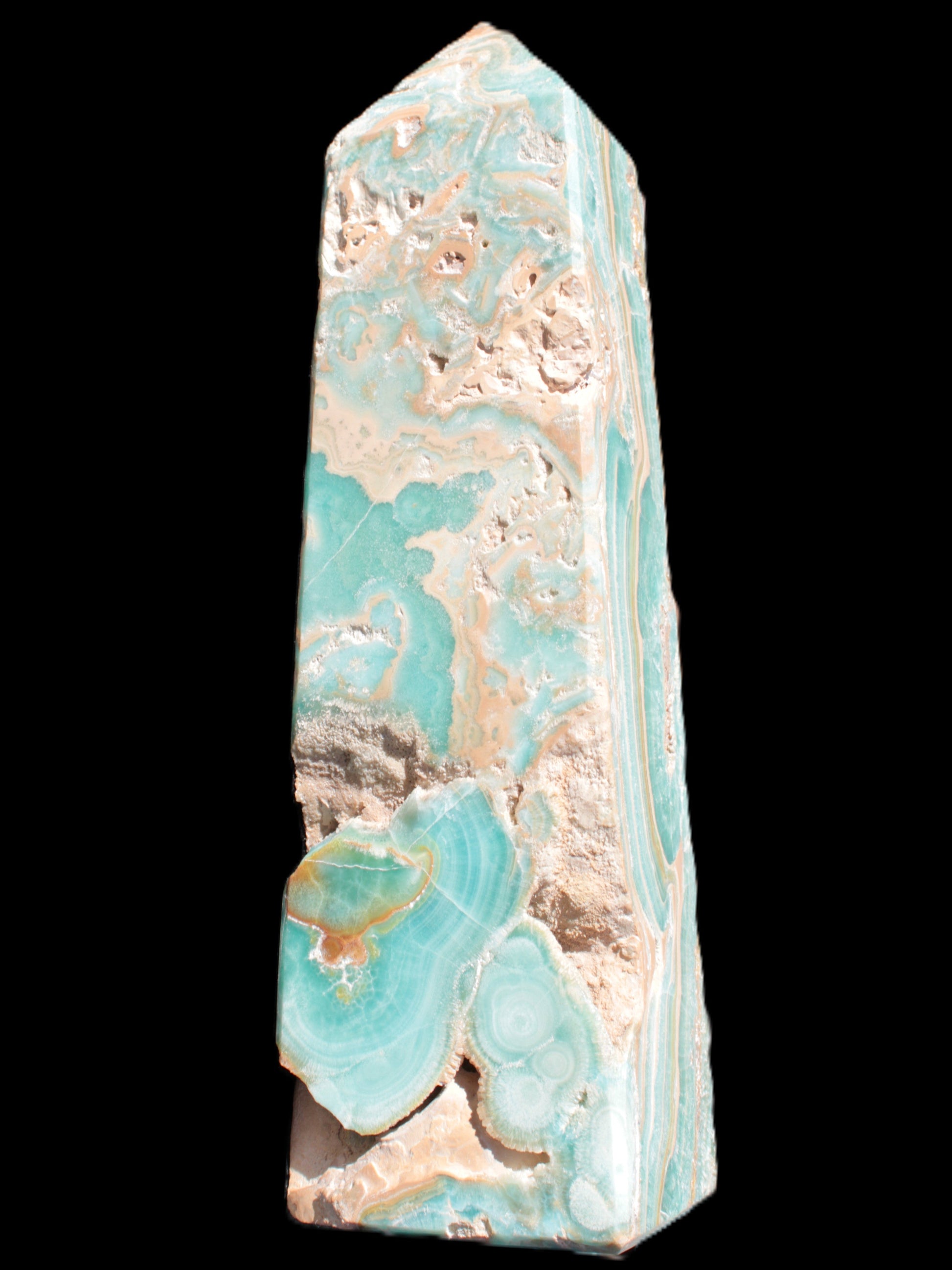 Caribbean Calcite obelisk 228*55*67mm 1554g Rocks and Things Store