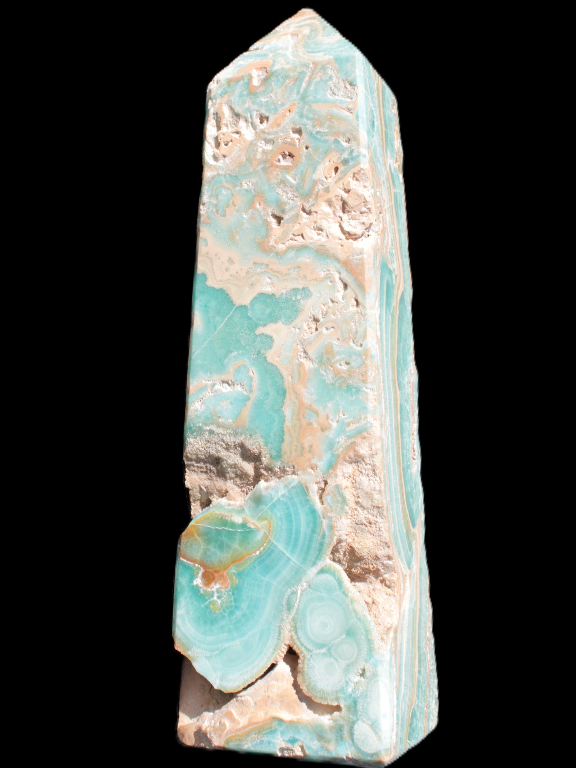 Caribbean Calcite obelisk 228*55*67mm 1554g Rocks and Things Store