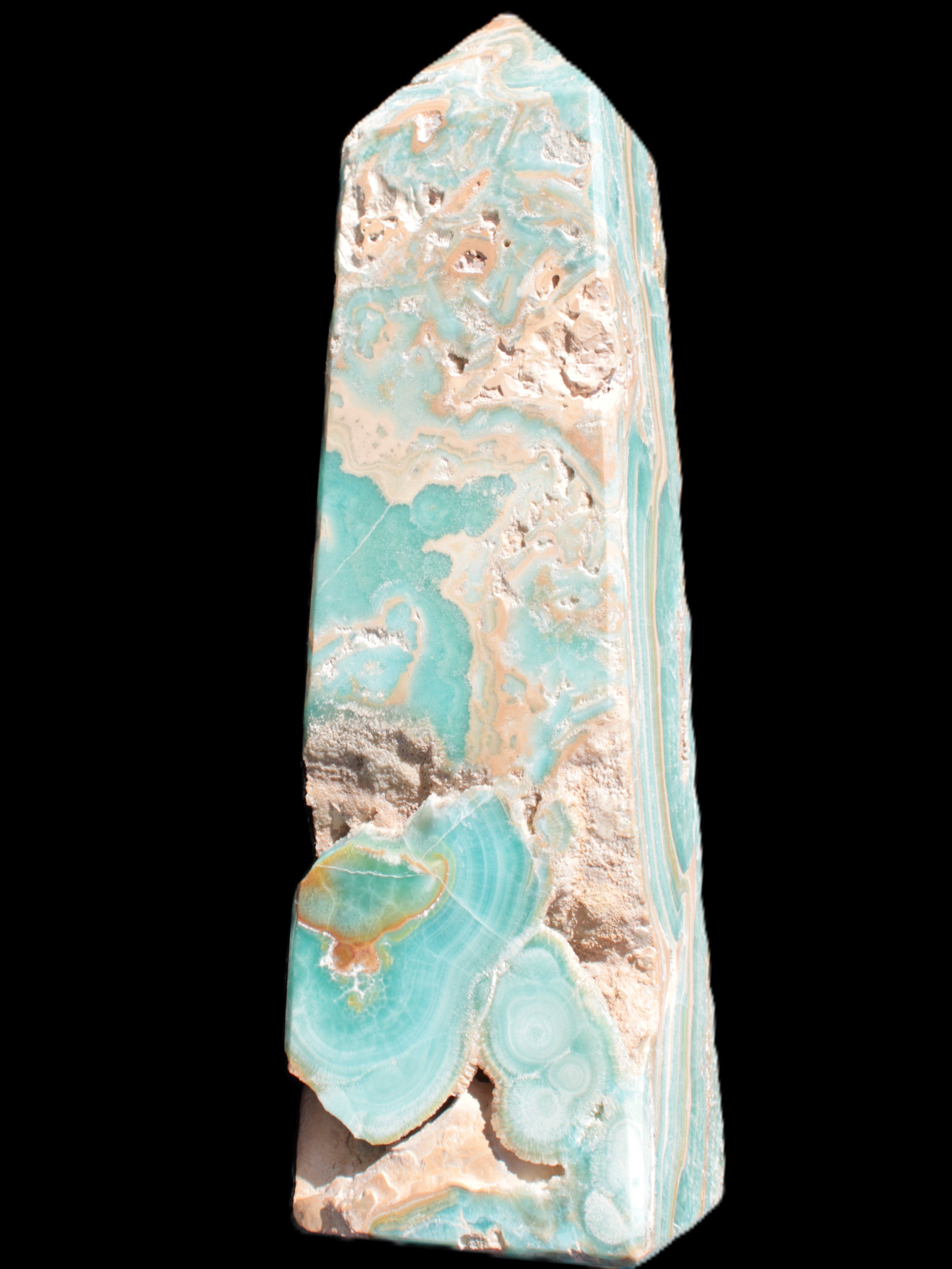 Caribbean Calcite obelisk 228*55*67mm 1554g Rocks and Things Store
