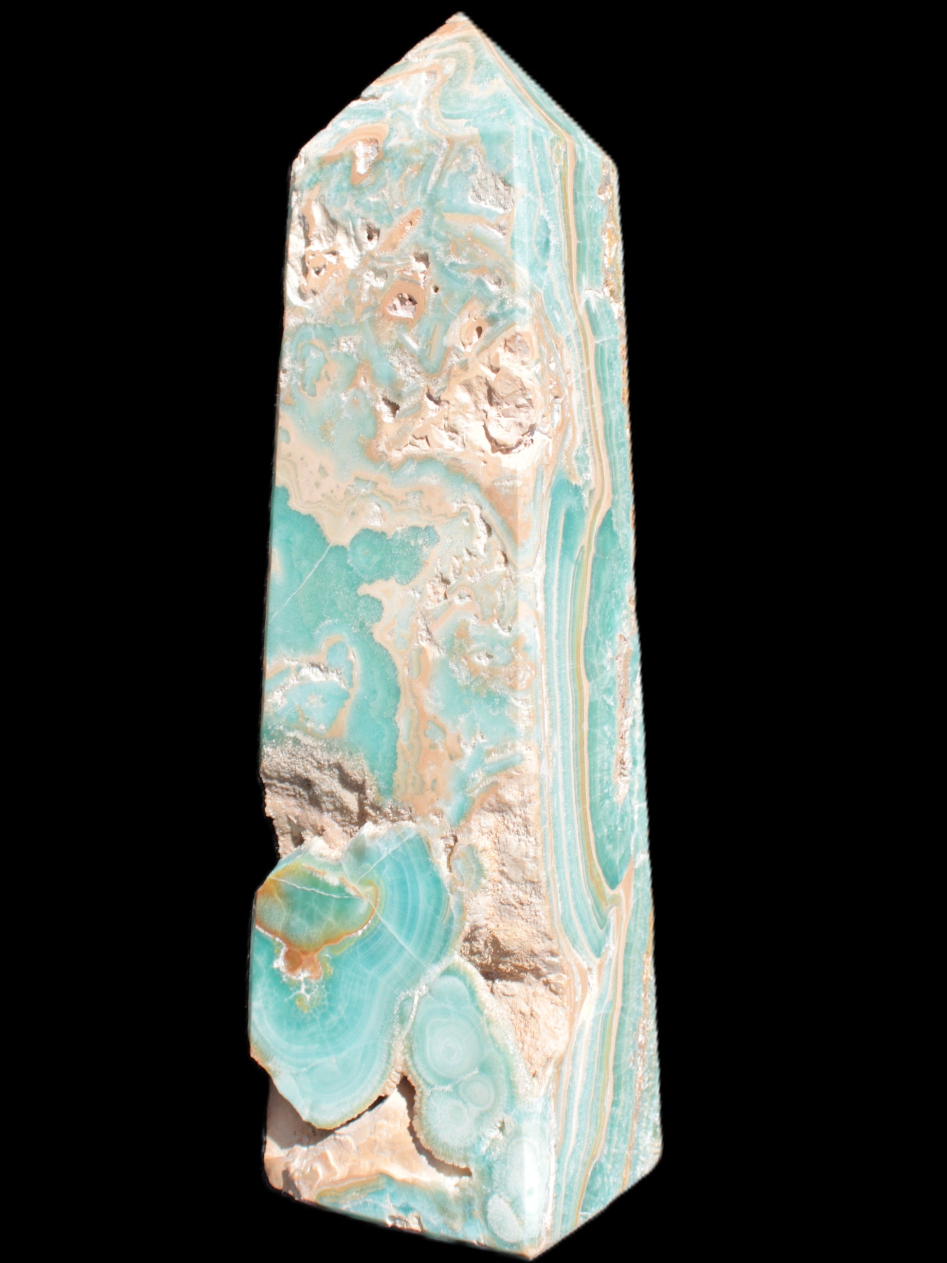 Caribbean Calcite obelisk 228*55*67mm 1554g Rocks and Things Store