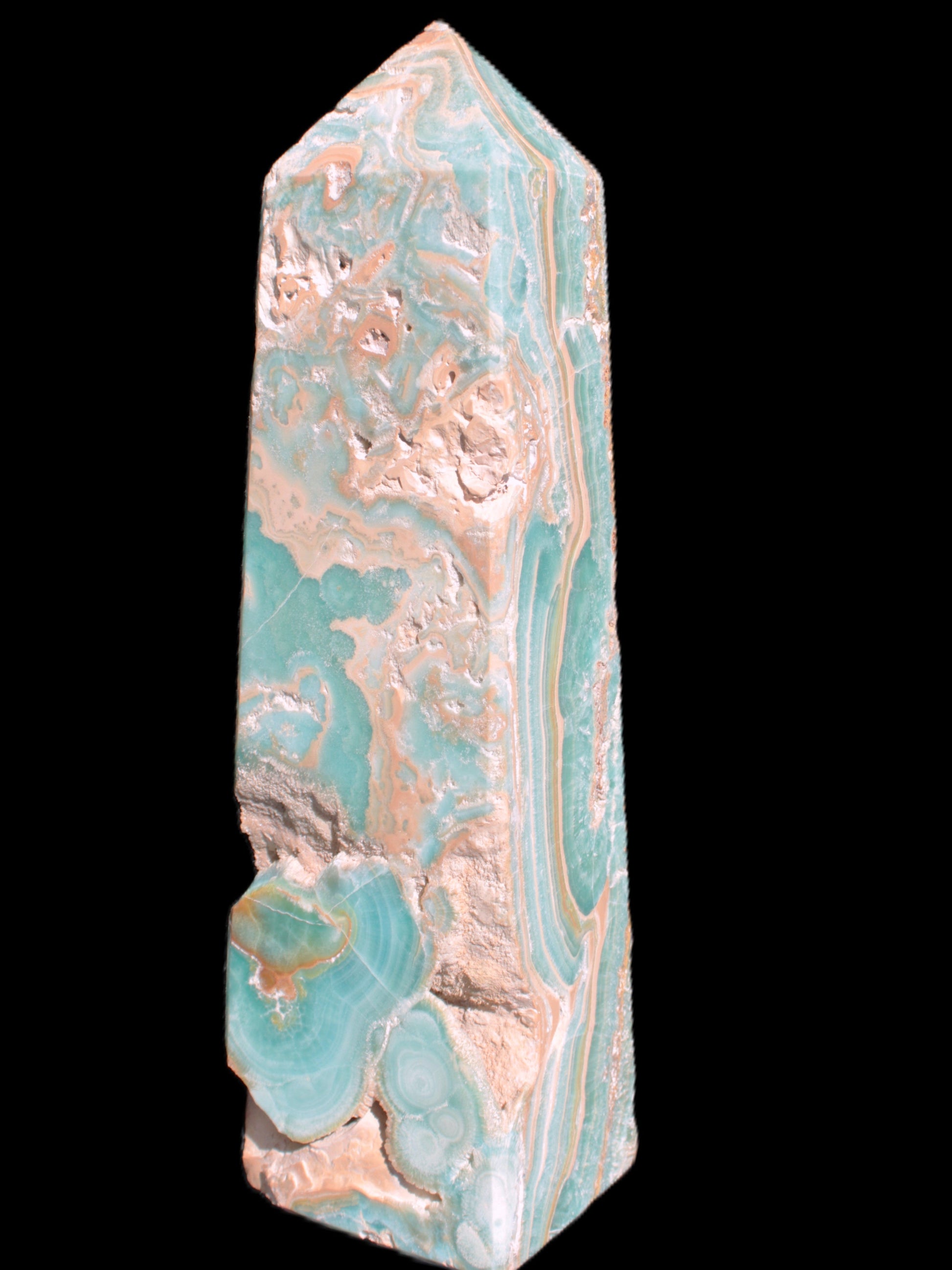 Caribbean Calcite obelisk 228*55*67mm 1554g Rocks and Things Store