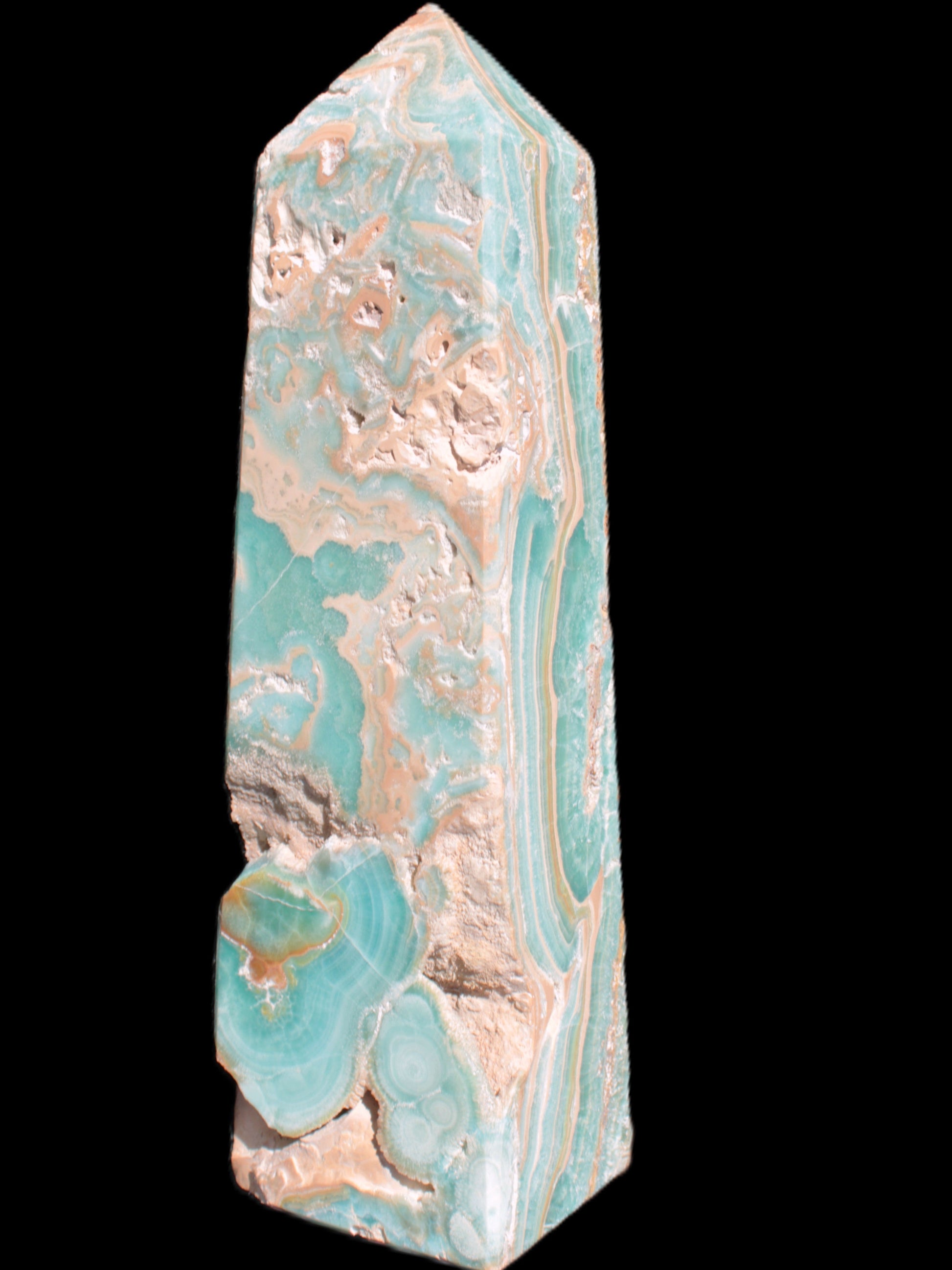 Caribbean Calcite obelisk 228*55*67mm 1554g Rocks and Things Store