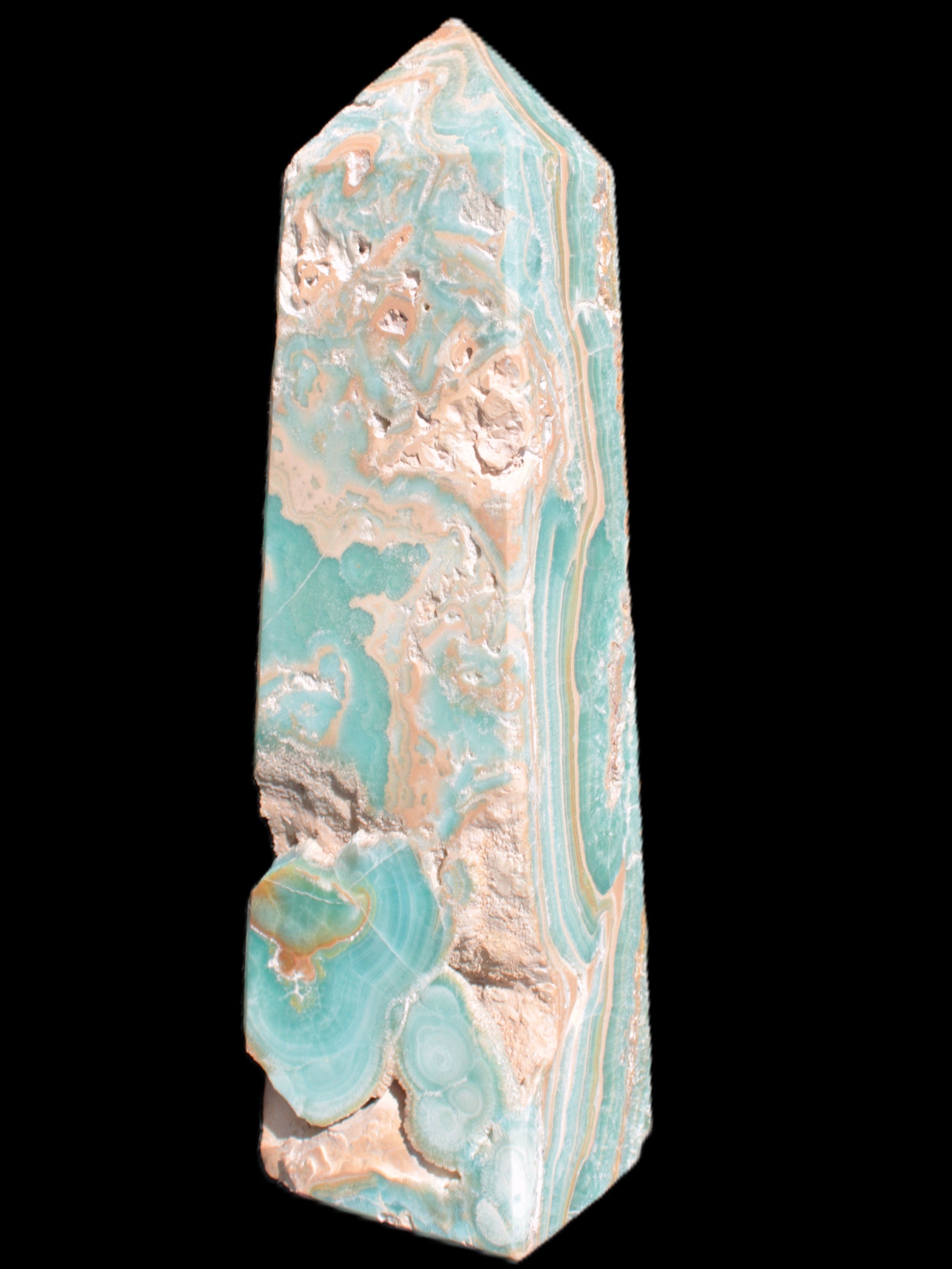 Caribbean Calcite obelisk 228*55*67mm 1554g Rocks and Things Store