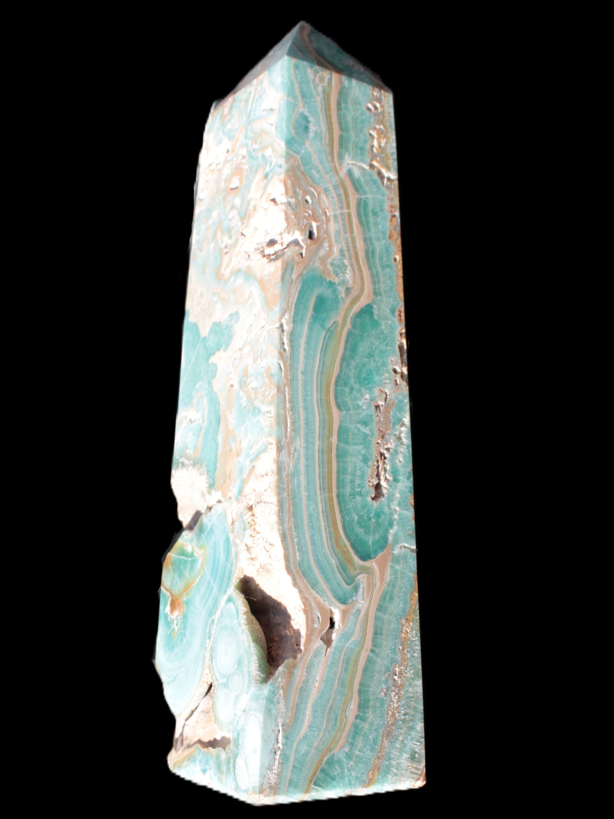 Caribbean Calcite obelisk 228*55*67mm 1554g Rocks and Things Store