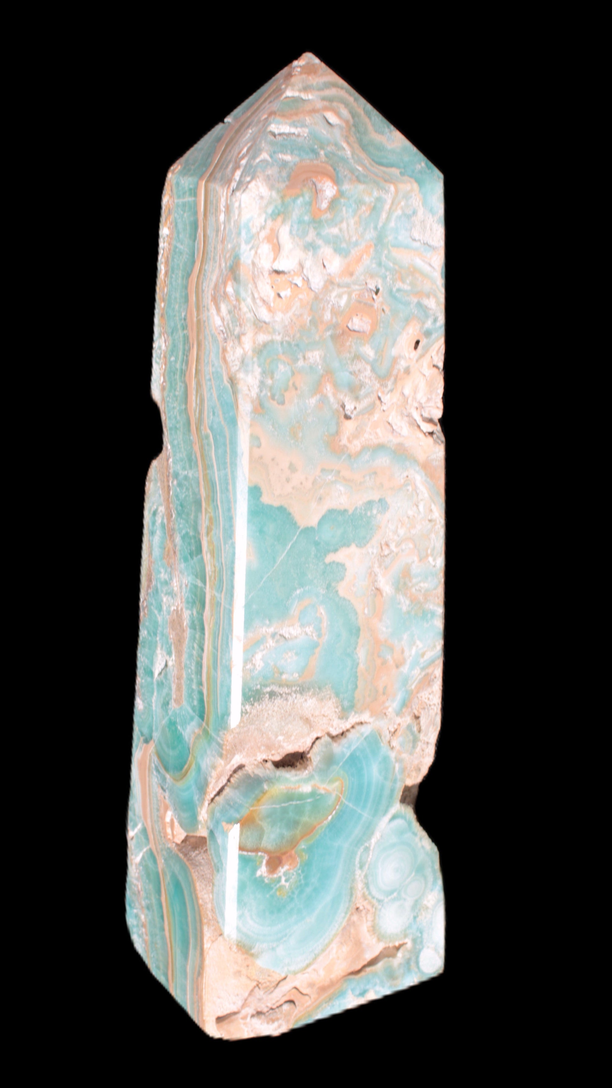 Caribbean Calcite obelisk 228*55*67mm 1554g Rocks and Things Store