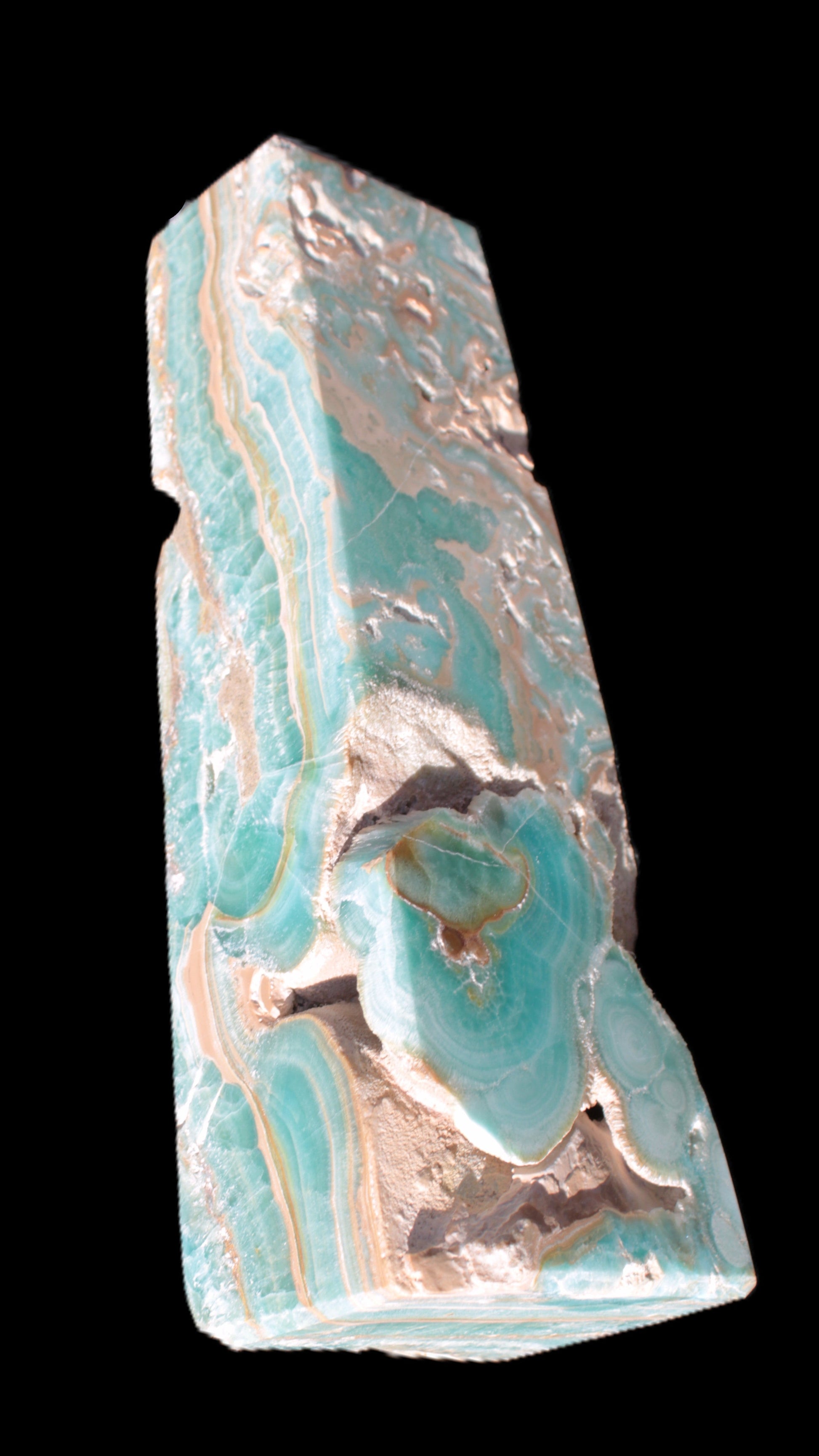 Caribbean Calcite obelisk 228*55*67mm 1554g Rocks and Things Store