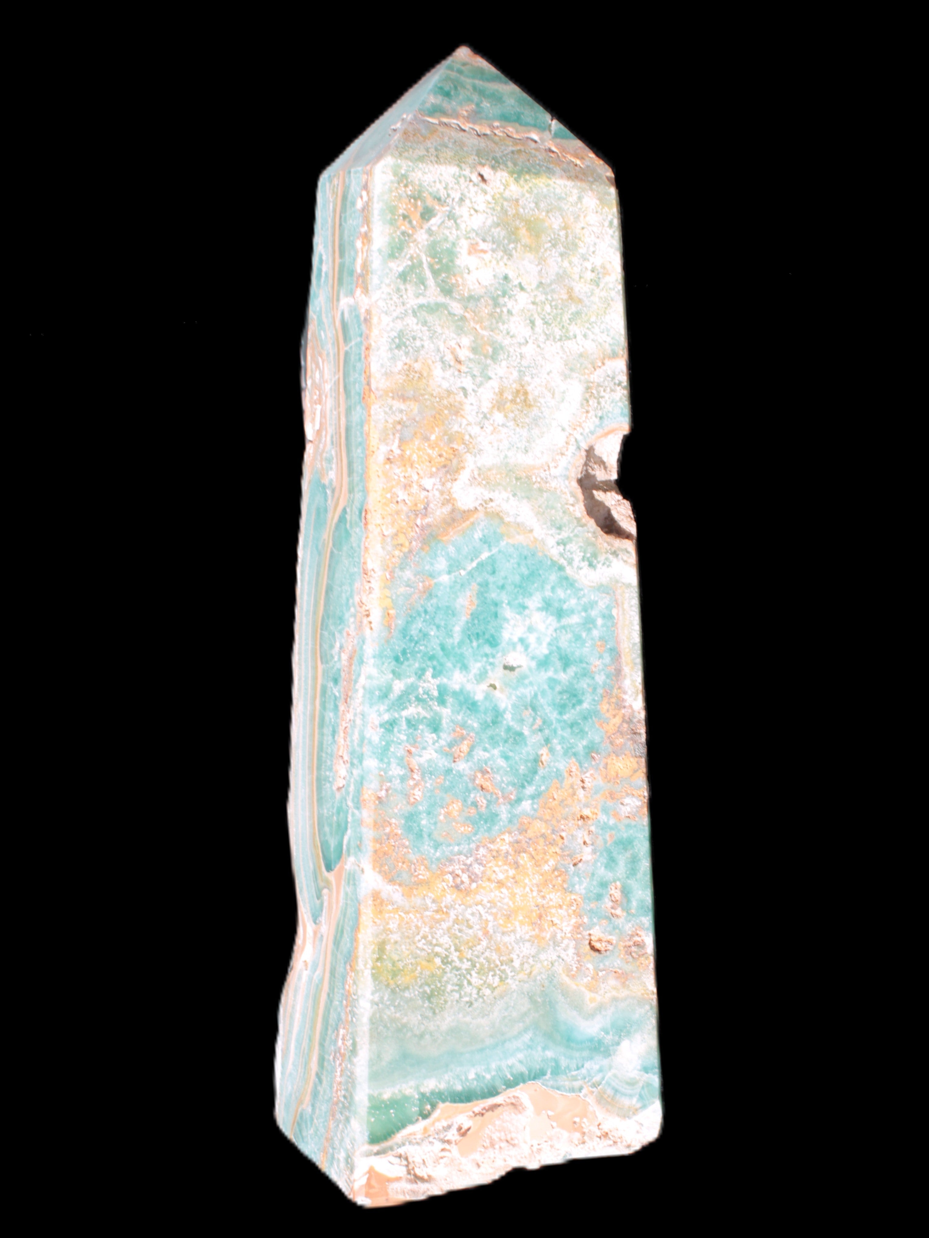 Caribbean Calcite obelisk 228*55*67mm 1554g Rocks and Things Store