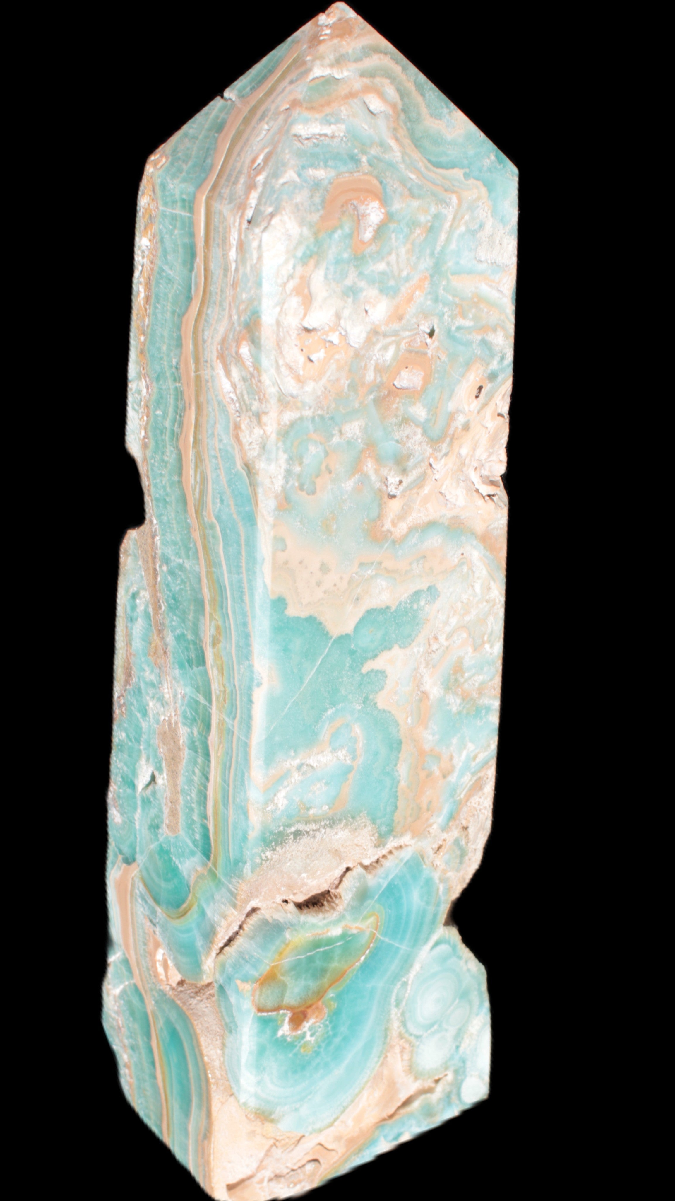 Caribbean Calcite obelisk 228*55*67mm 1554g Rocks and Things Store