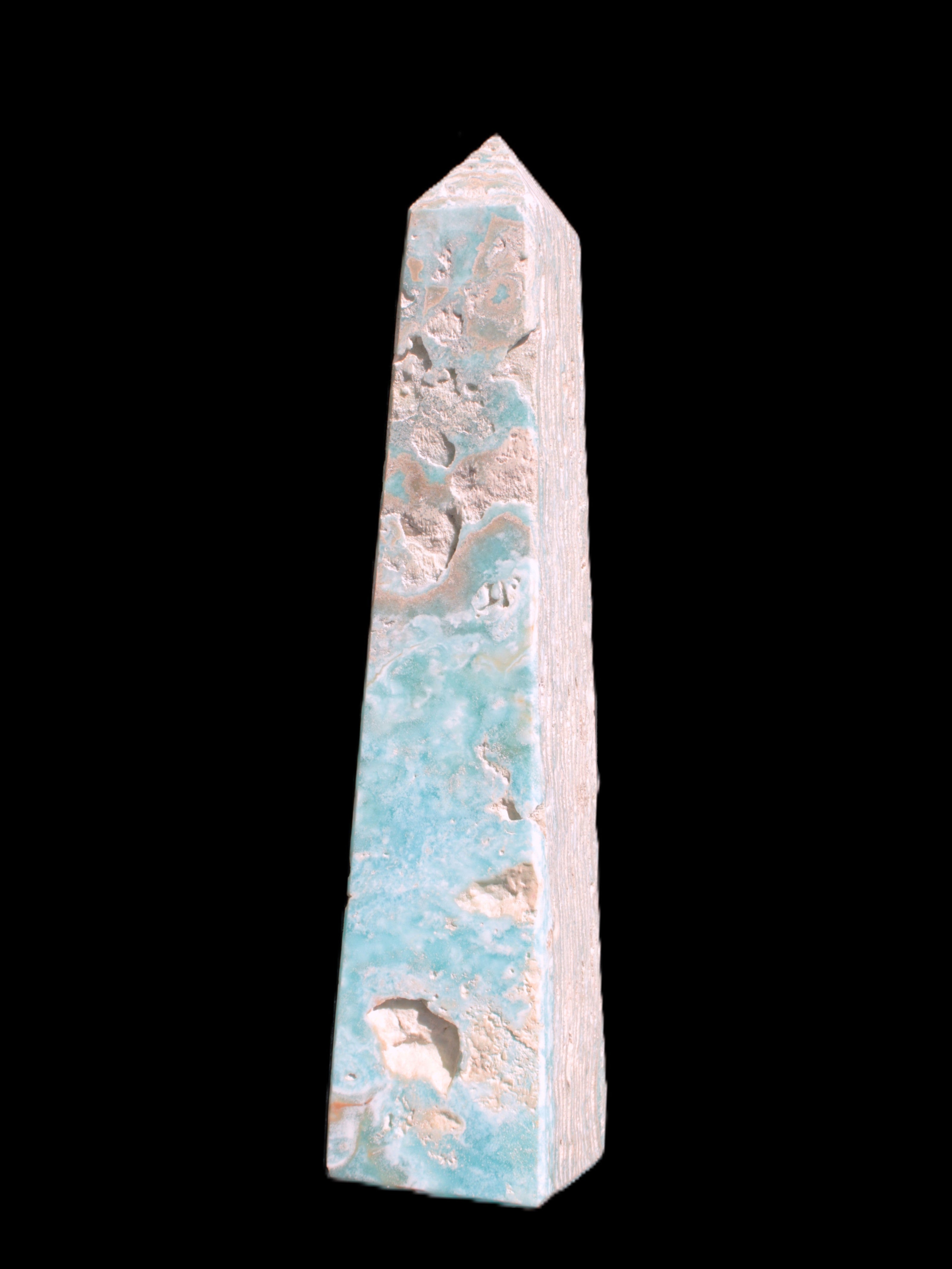 Caribbean Calcite obelisk 263*54*56mm 1271g in sunlight - Rocks and Things Store