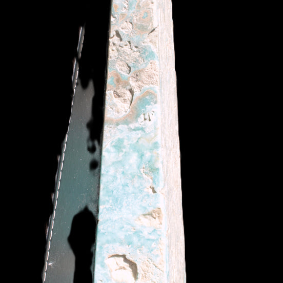 Caribbean Calcite obelisk 263*54*56mm 1271g in sunlight - Rocks and Things Store