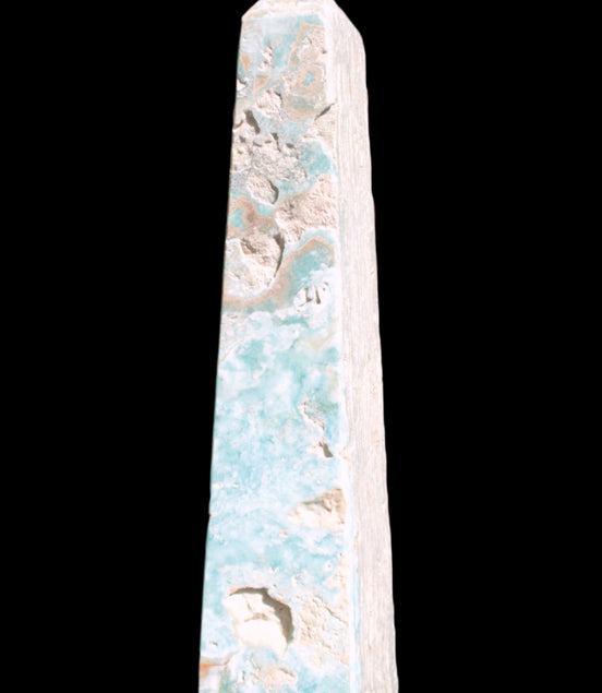 Caribbean Calcite obelisk 263*54*56mm 1271g in sunlight - Rocks and Things Store