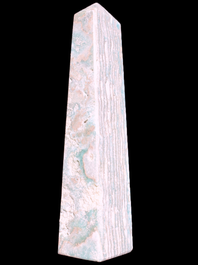 Caribbean Calcite obelisk 95*40*44mm 571g in bright sunlight - Rocks and Things Store