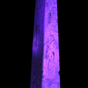 Caribbean Calcite obelisk 95*40*44mm 571g in UV light - Rocks and Things Store
