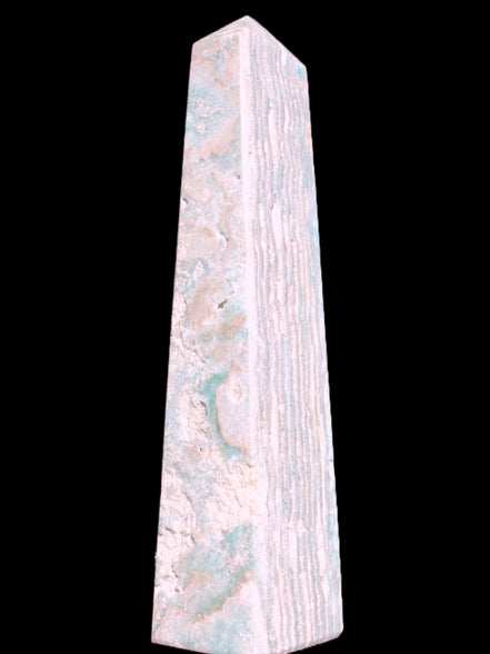 Caribbean Calcite obelisk 95*40*44mm 571g in bright sunlight - Rocks and Things Store