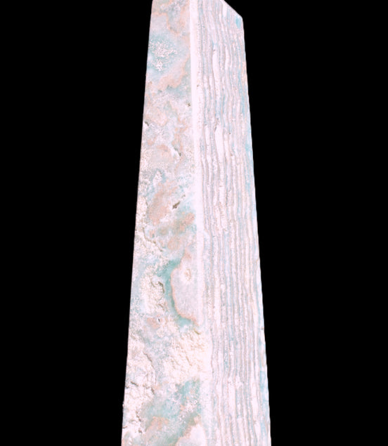 Caribbean Calcite obelisk 95*40*44mm 571g in bright sunlight - Rocks and Things Store