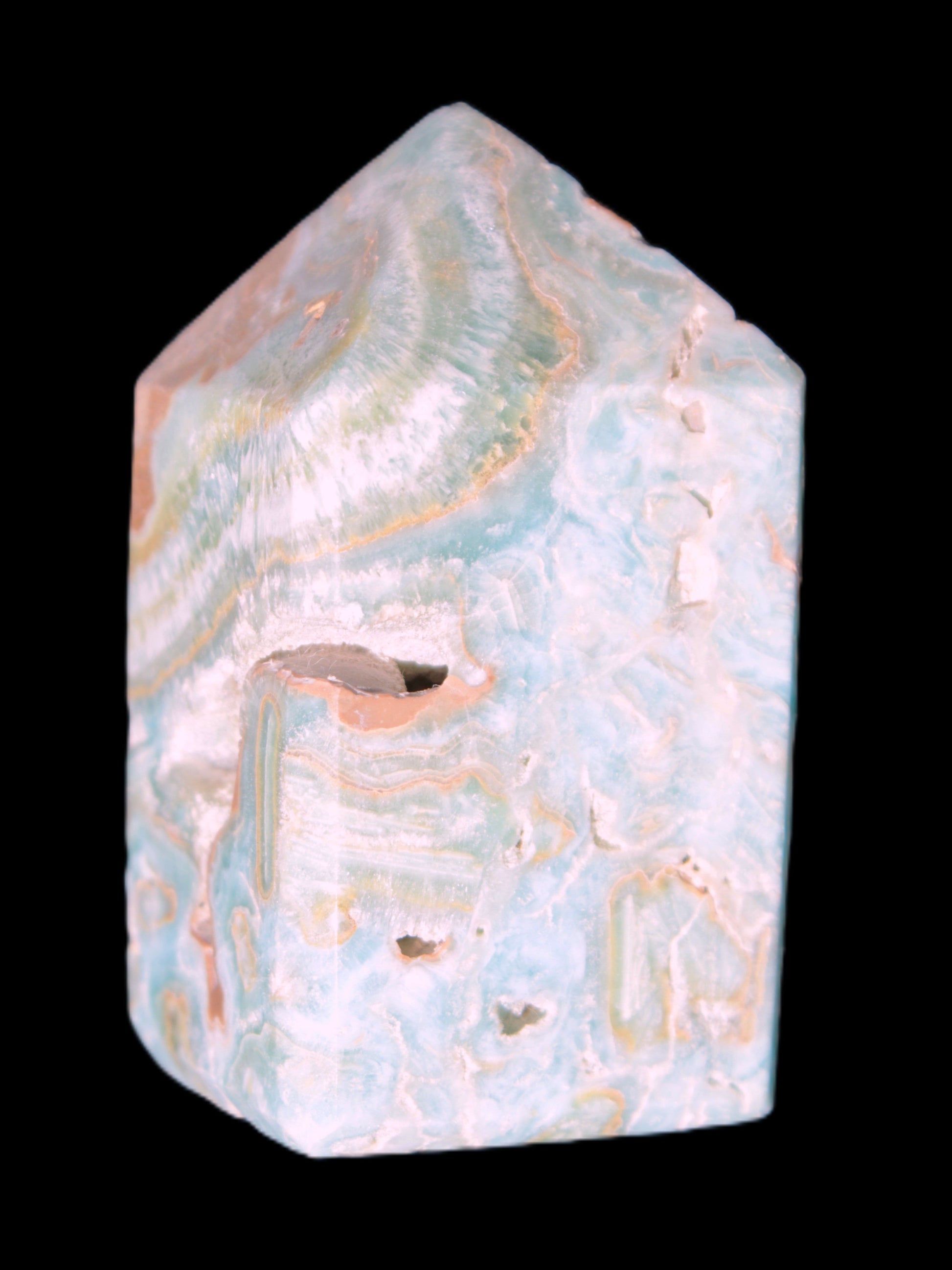 Caribbean Calcite obelisk 55*26*29mm 94g Rocks and Things Store