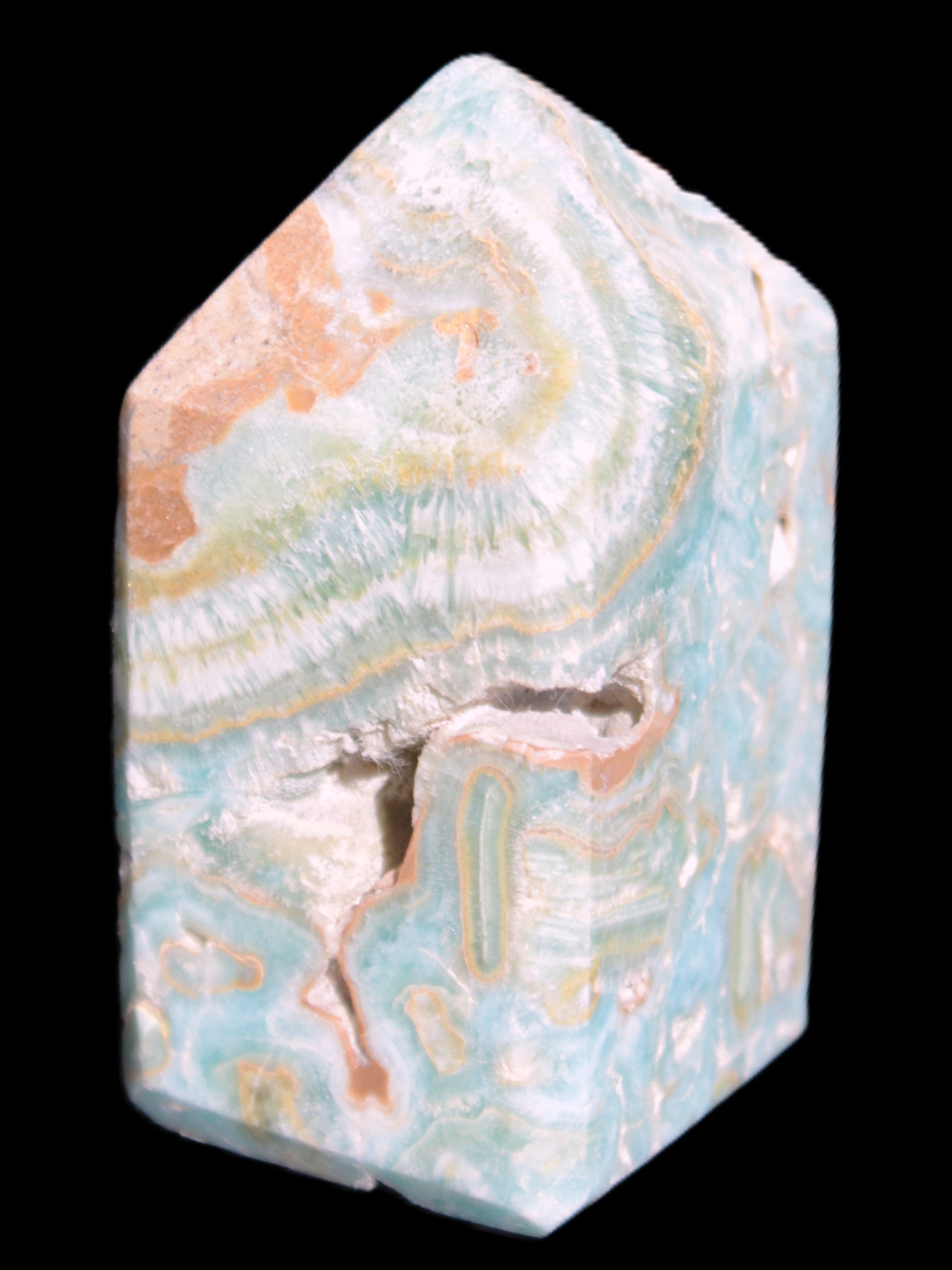 Caribbean Calcite obelisk 55*26*29mm 94g Rocks and Things Store