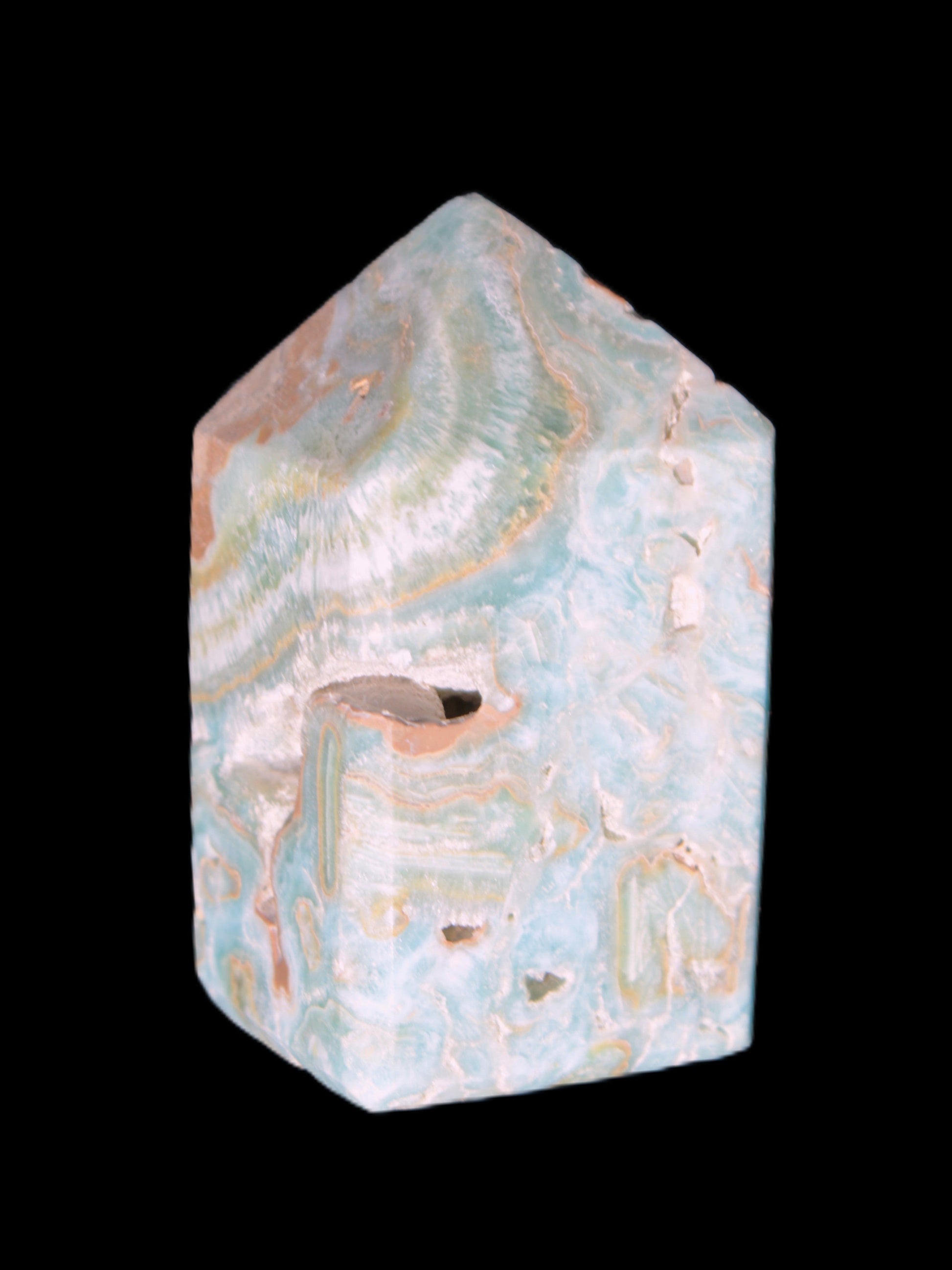 Caribbean Calcite obelisk 55*26*29mm 94g Rocks and Things Store