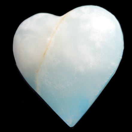Calcite heart blue-dyed 55*56mm 94g in sunlight - Rocks and Things Store