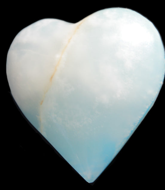 Calcite heart blue-dyed 55*56mm 94g in sunlight - Rocks and Things Store