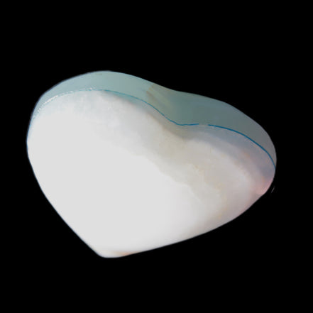 Calcite heart blue-dyed 55*56mm 94g in sunlight - Rocks and Things Store