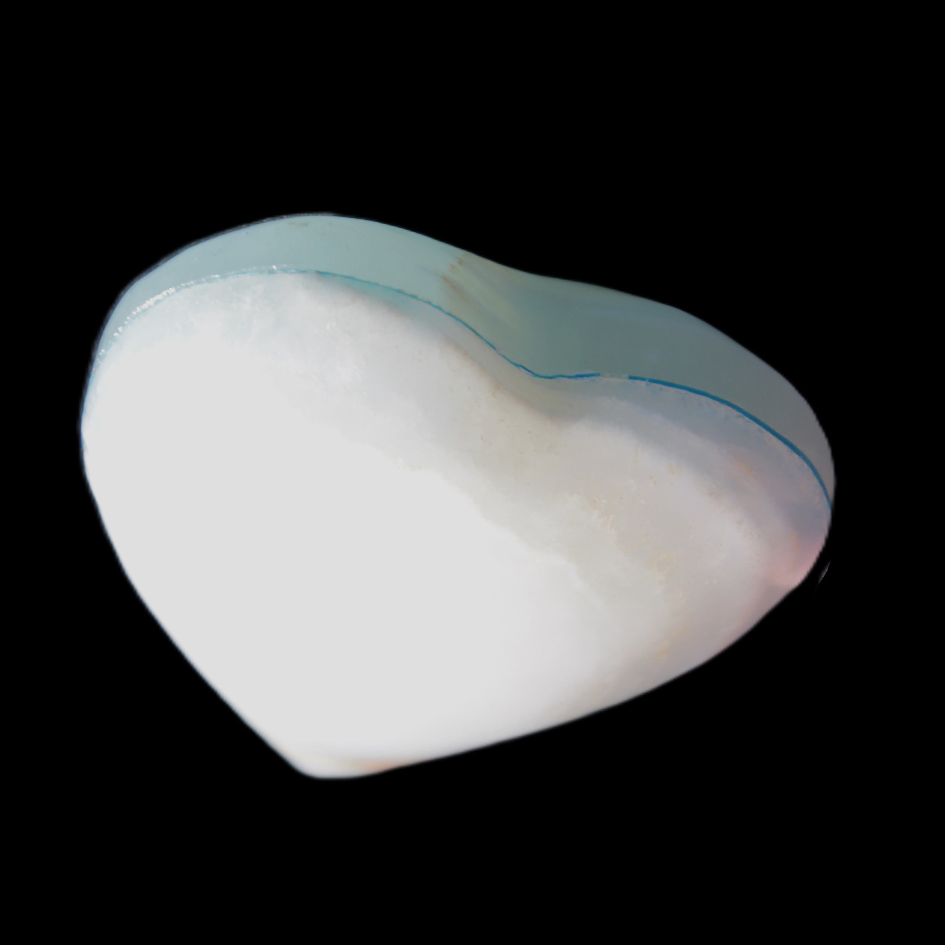 Calcite heart blue-dyed 55*56mm 94g in sunlight - Rocks and Things Store