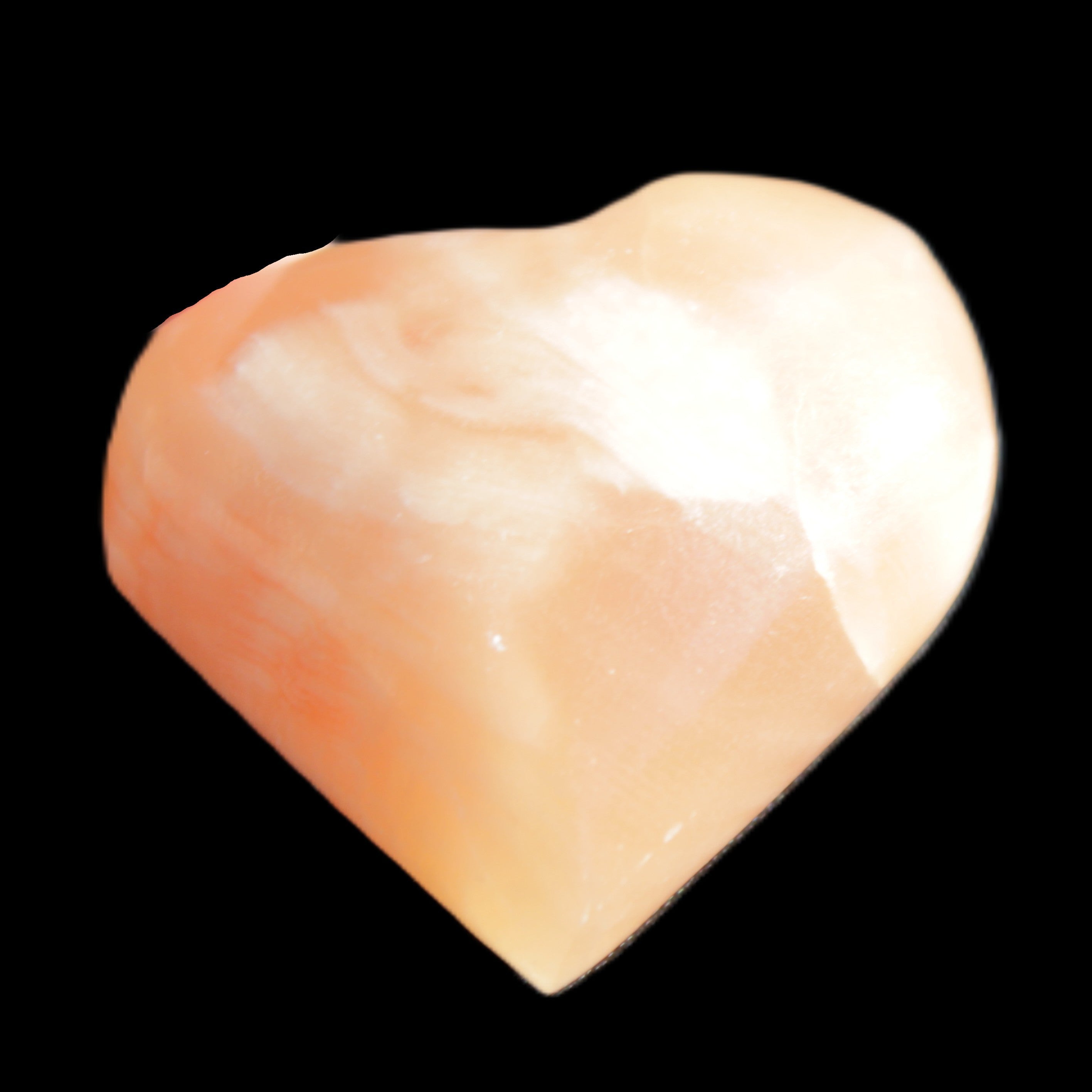Honey Calcite heart 36mm 35.8g in sunlight - Rocks and Things Store