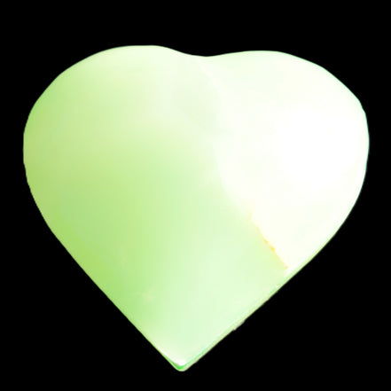 Calcite heart green dyed 64*62mm 135.5g in sunlight - Rocks and Things Store