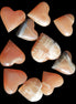 Ten Honey Calcite hearts selection 53-60mm 969g Wholesale Rocks and Things Store