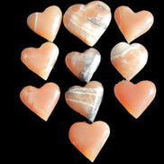 Ten Honey Calcite hearts selection 53-60mm 969g Wholesale Rocks and Things Store