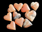 Ten Honey Calcite hearts selection 53-60mm 969g Wholesale Rocks and Things Store